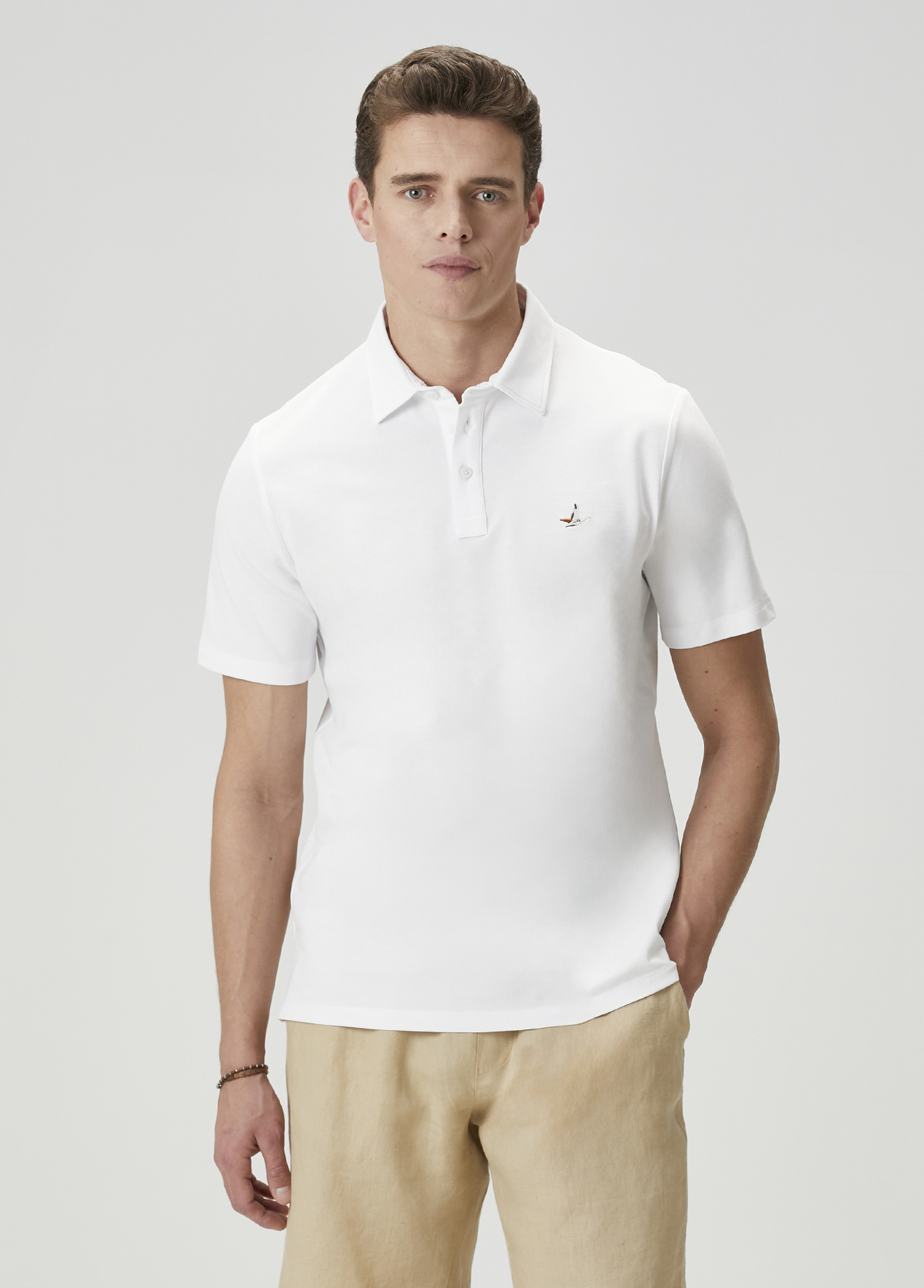 Comfort Fit Beyaz Polo Yaka T-shirt