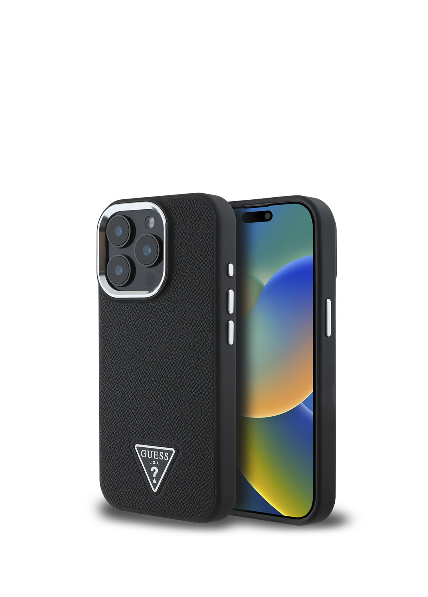 Grained Triangle Siyah iPhone 15 Pro Max Magsafe Uyumlu Telefon Kılıfı