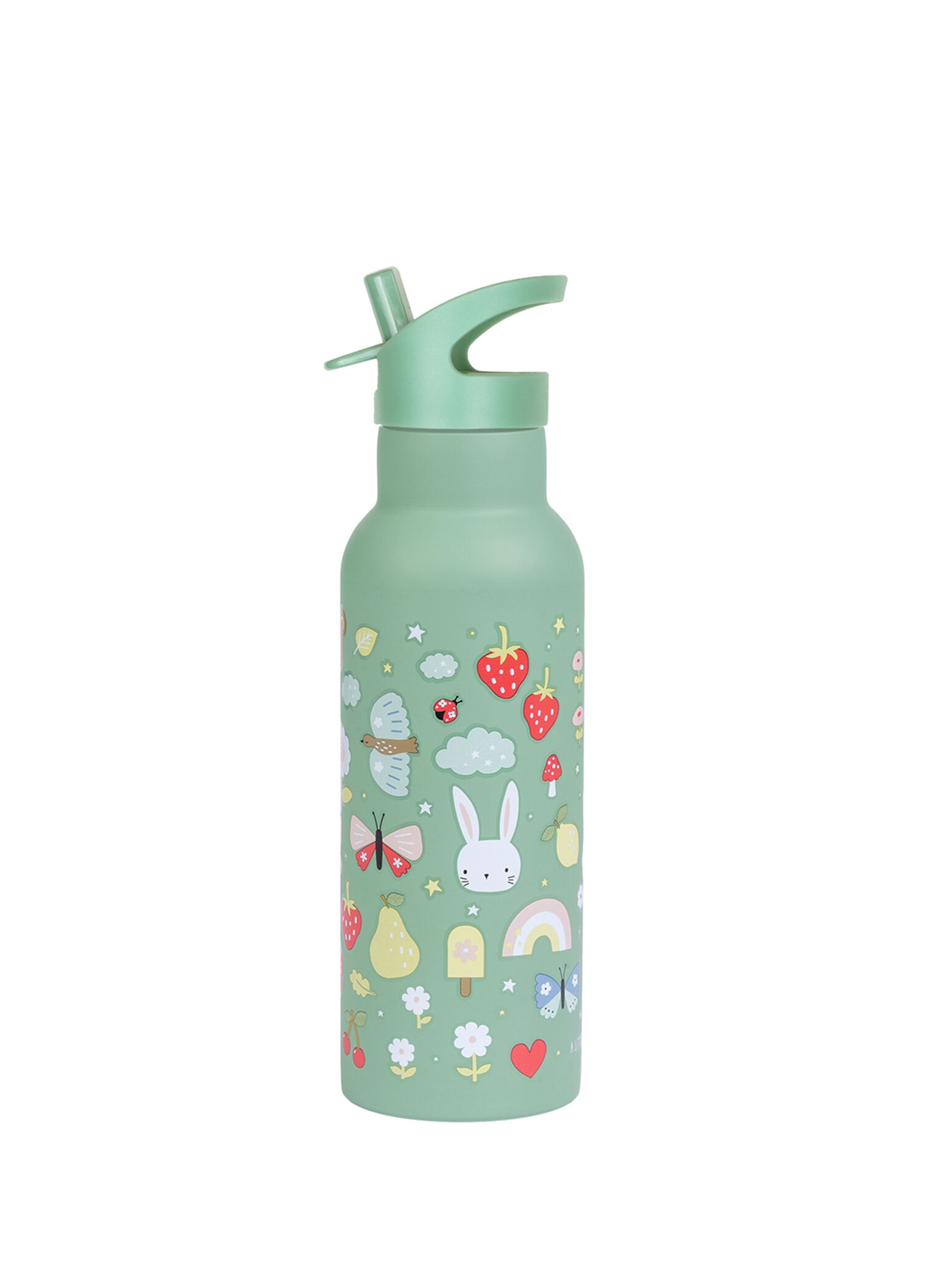 Little Lovely Joy Su Yeşili Çelik Pipetli Çocuk Termos Suluk 500 ml