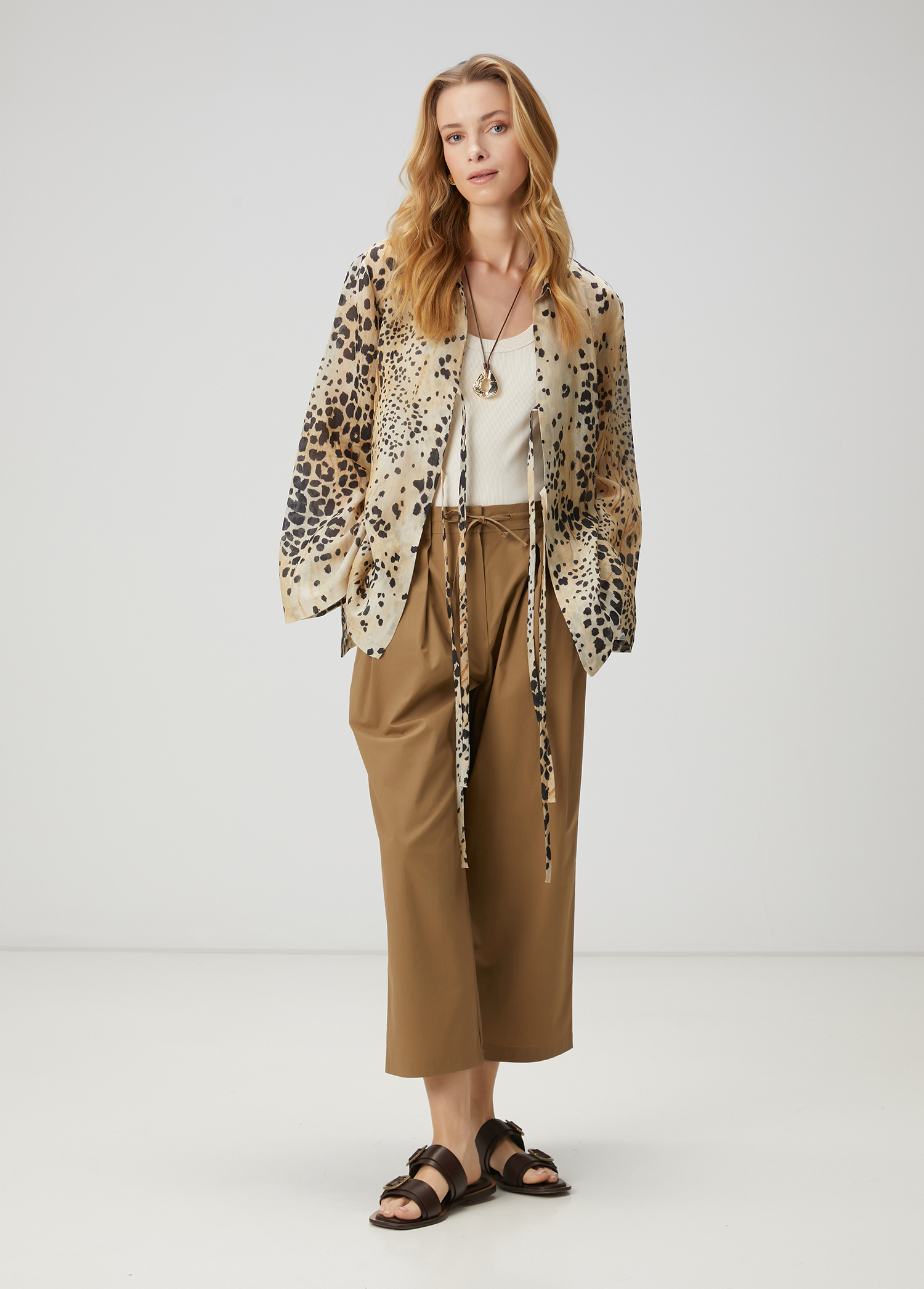Kahverengi Leopar Desenli Bluz_2