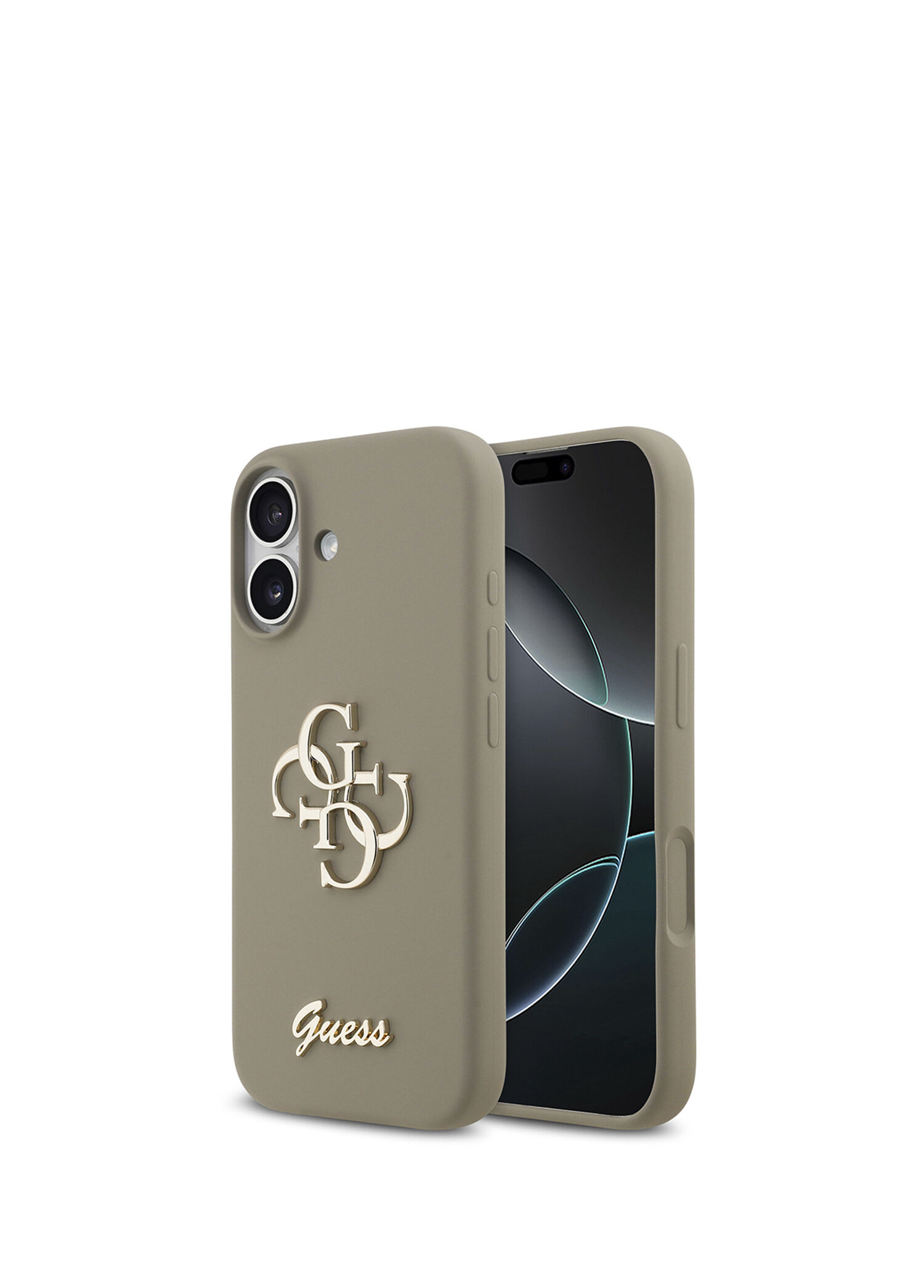Grained iPhone 17 Yazı Logolu Kahverengi Telefon Kılıfı