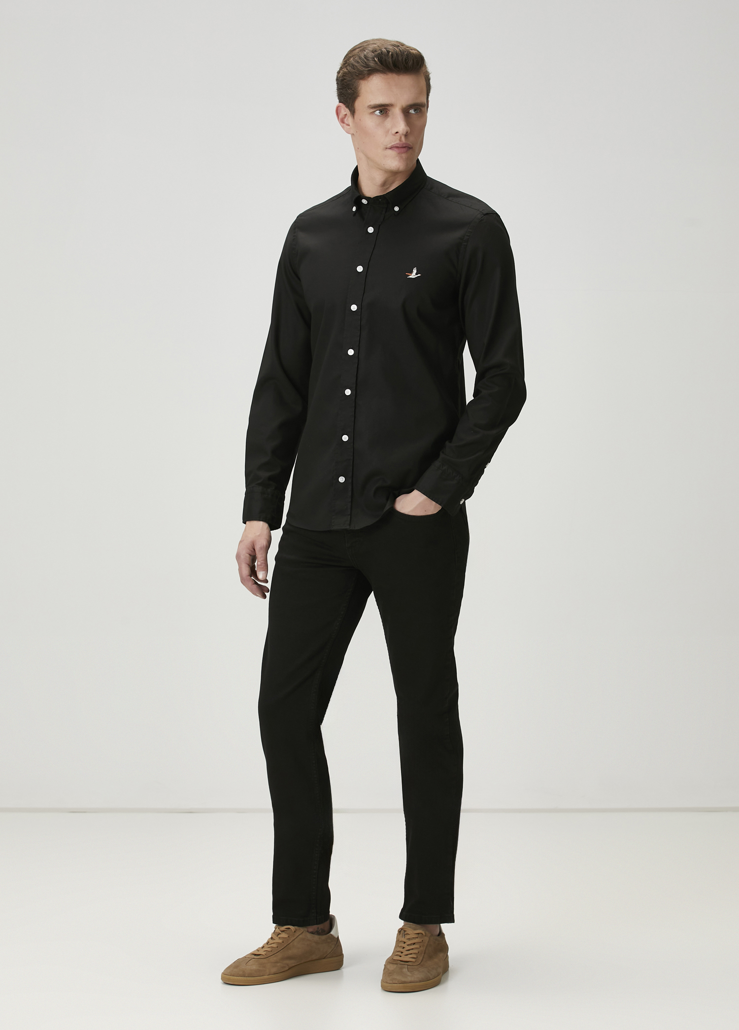 Slim Fit Siyah Oxford Gömlek_2