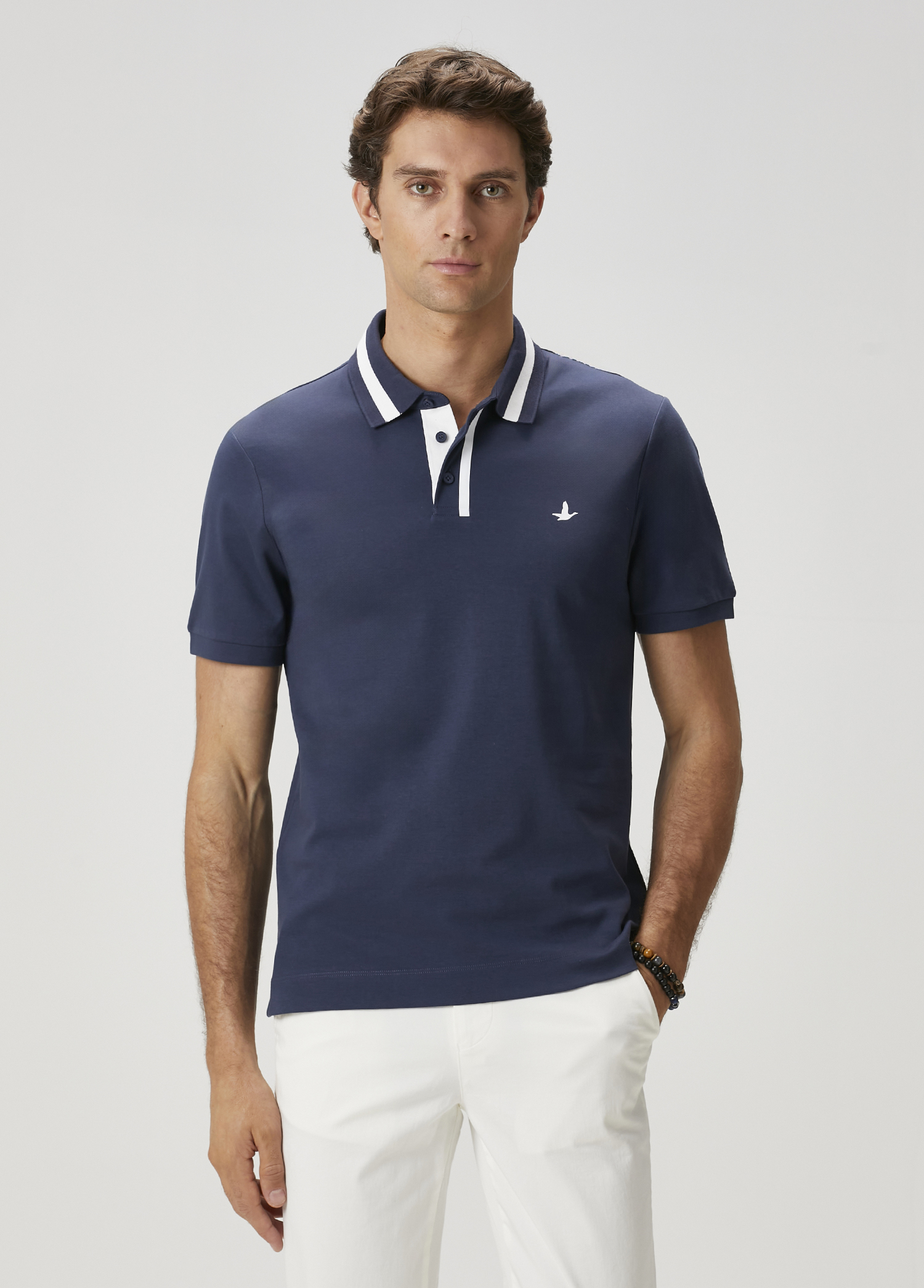 Slim Fit Lacivert Polo Yaka T-shirt_1