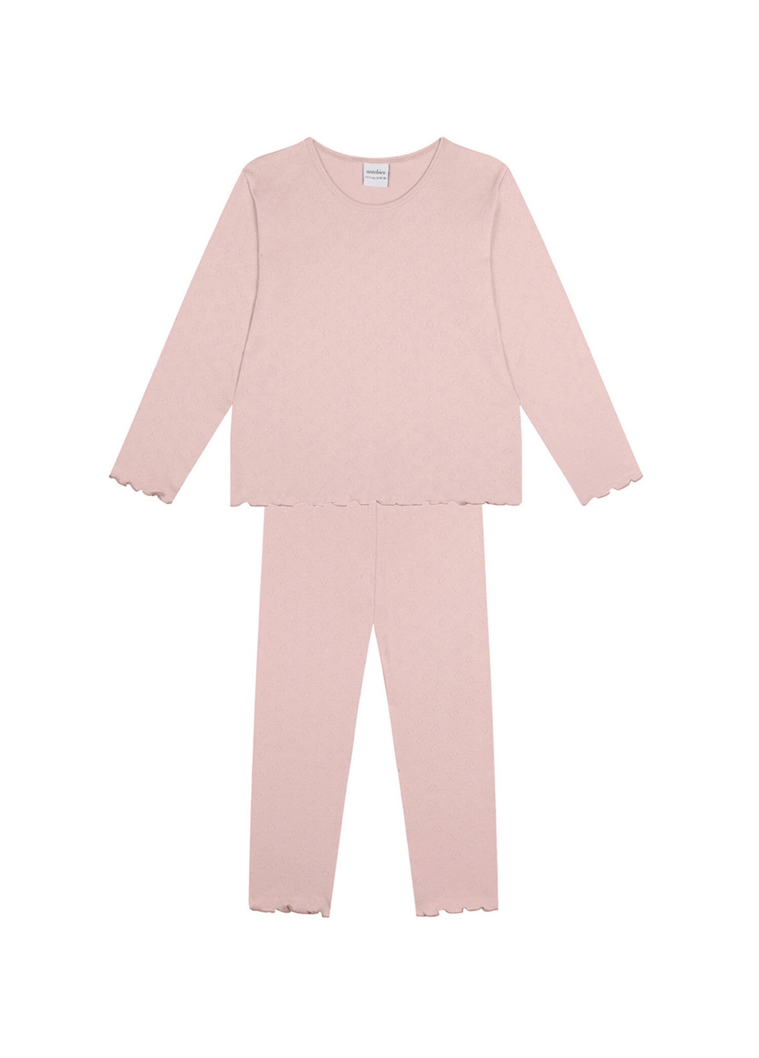 Pembe Kalp Jakar Uzun Kollu Kız Çocuk Pijama Takımı