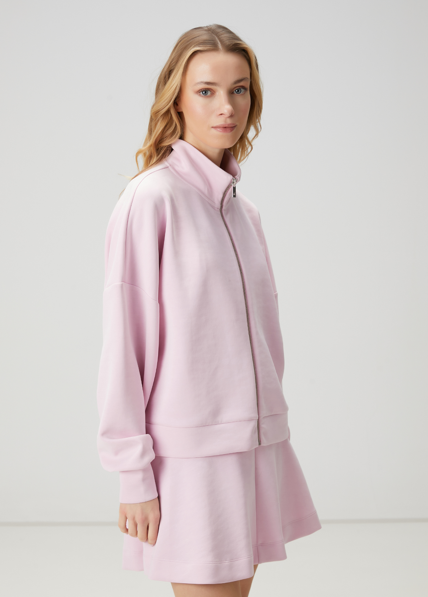 Pembe Fermuarlı Sweatshirt_3
