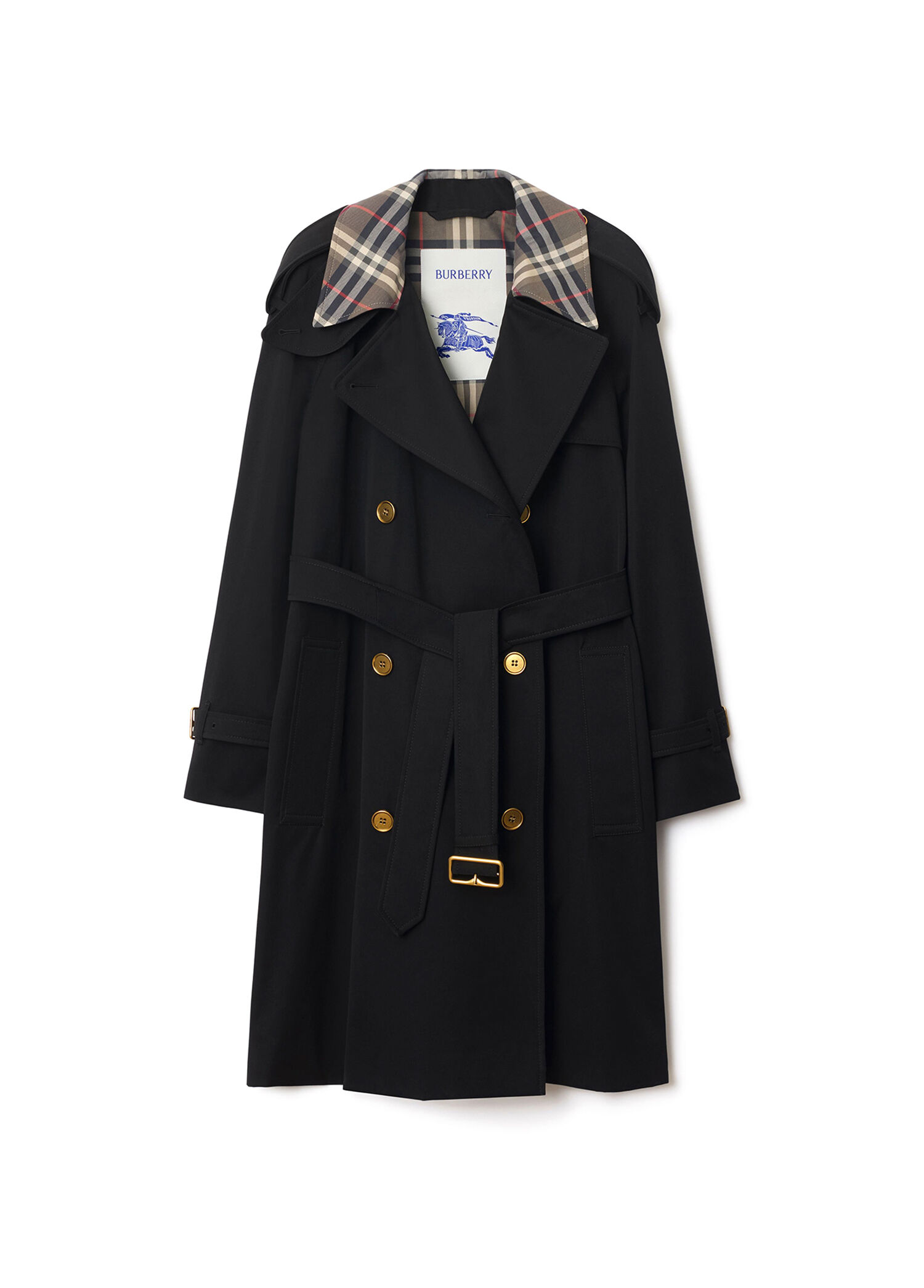 Burberry Siyah Kadın Burberry Siyah Gabardin Kadın Trençkot