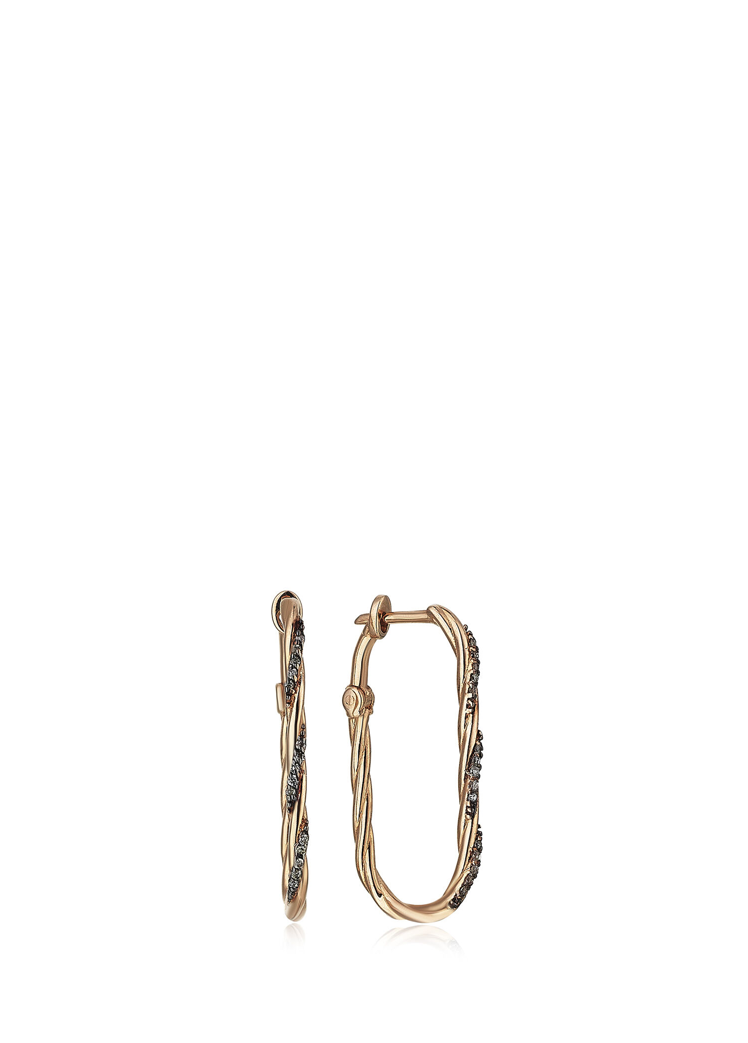 Burgu Line Brw 14 Ayar Rose Gold Kadın Pırlanta Küpe