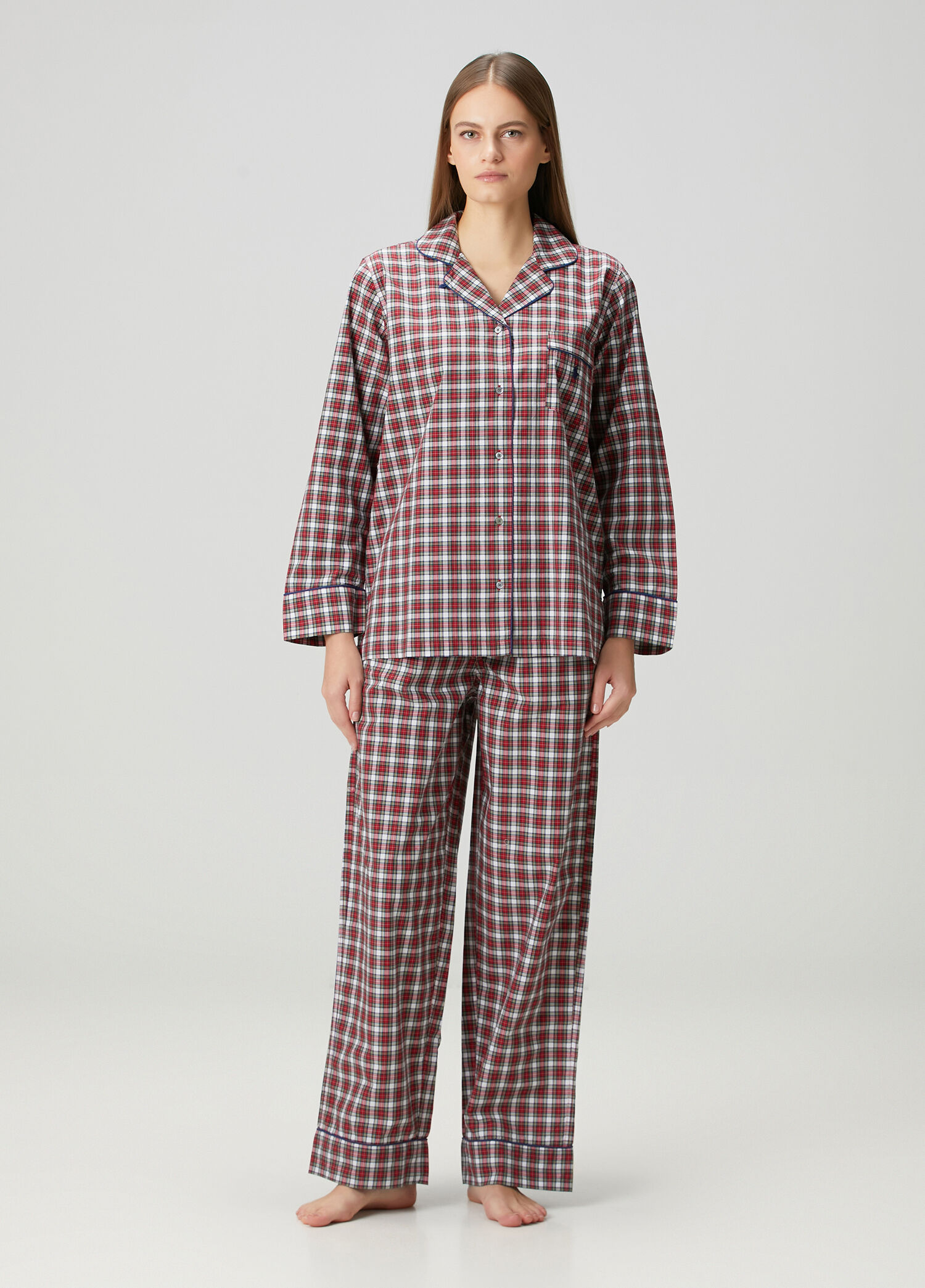 Kırmızı Ekoseli Pijama Takımı