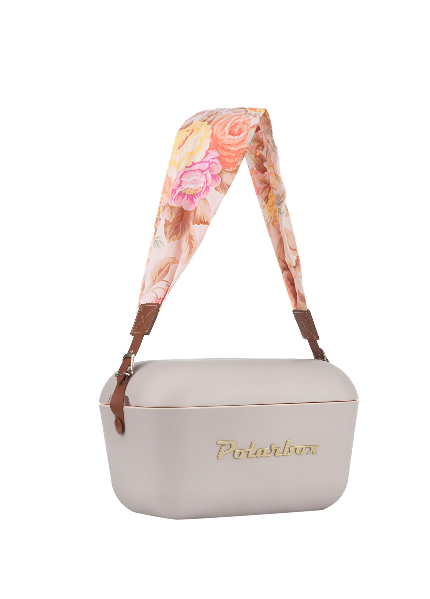 Prinkstyle flower Classic Perla Gold Pamuk ve Deri Kayışlı Soğuk ve Sıcak Tutucu Termal Çanta 12 lt