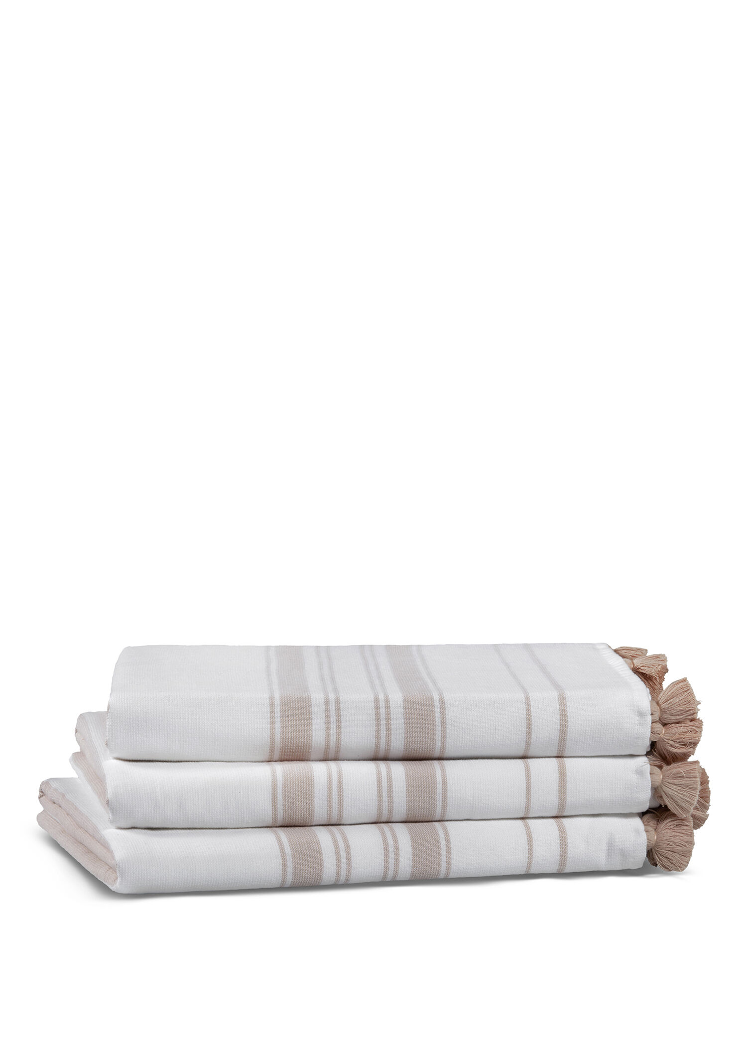 One Side Striped Aerospin® White Misty Rose Yüz Havlusu 50 x 90 cm