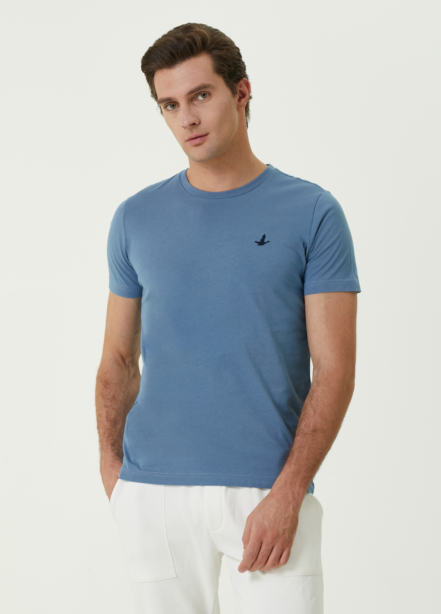 Mavi Kuş Nakışlı Basic T-shirt_2