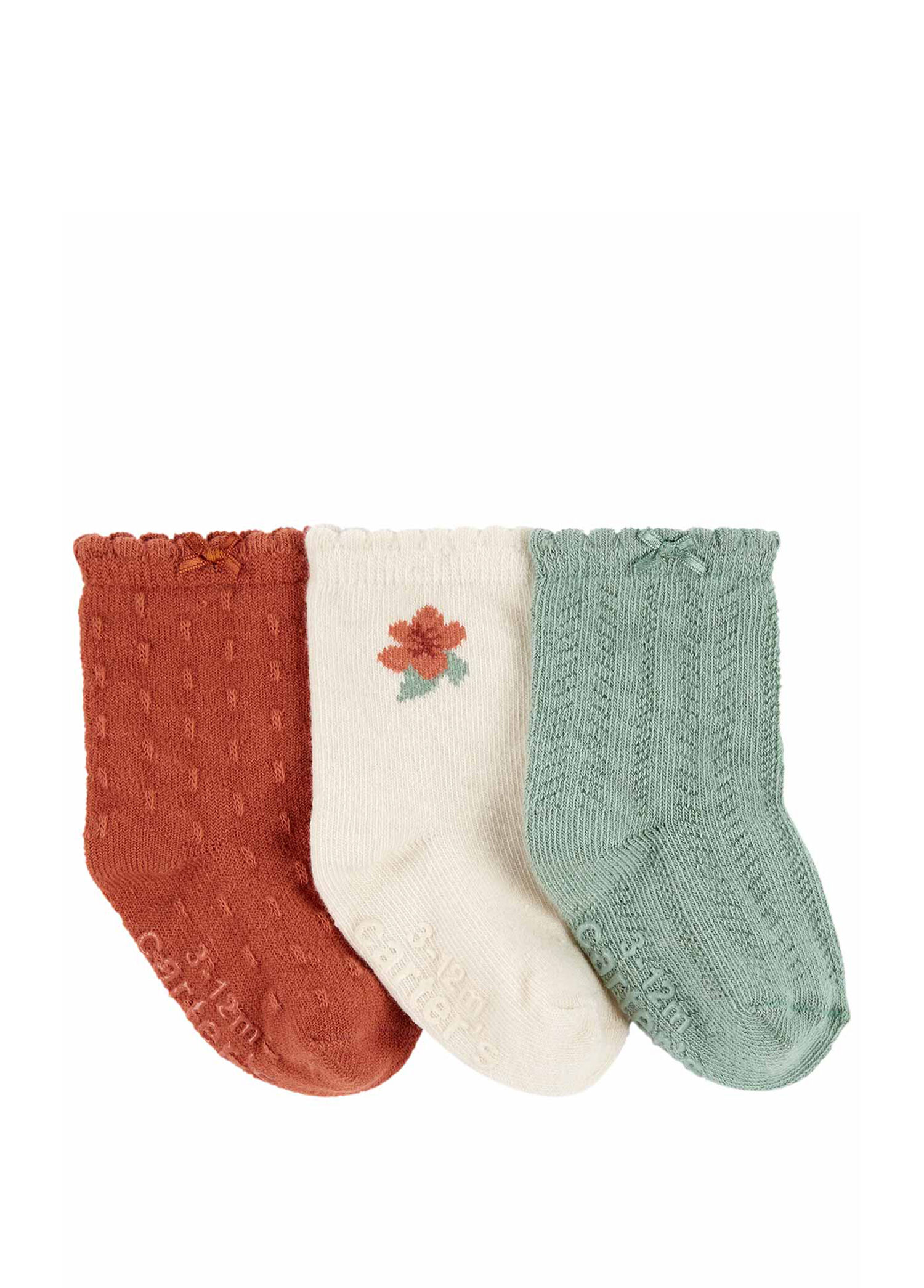Dantel Süslemeli Kız Bebek 3'lü Çorap Set