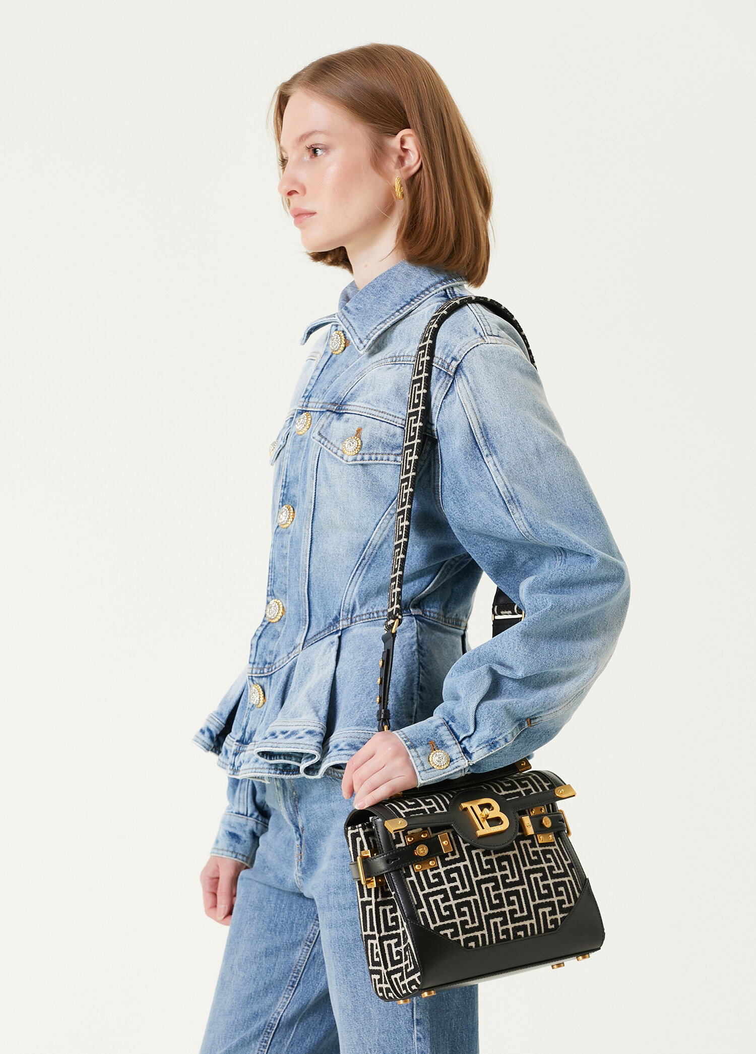 Balmain Siyah-Beyaz Kadın Siyah Beyaz Logo Detaylı Kadın Çanta