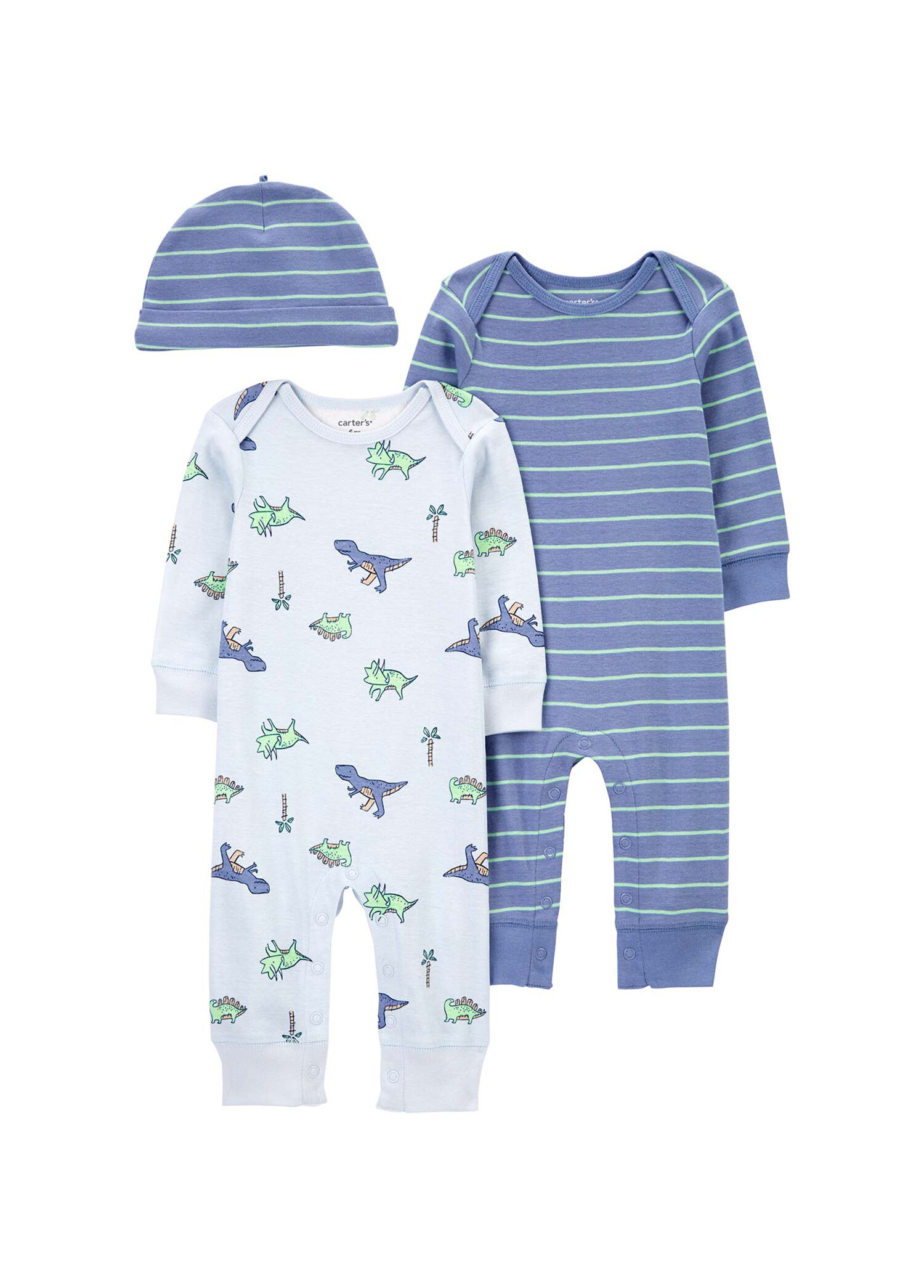 Mavi Erkek Bebek Tulum 3'lü Set