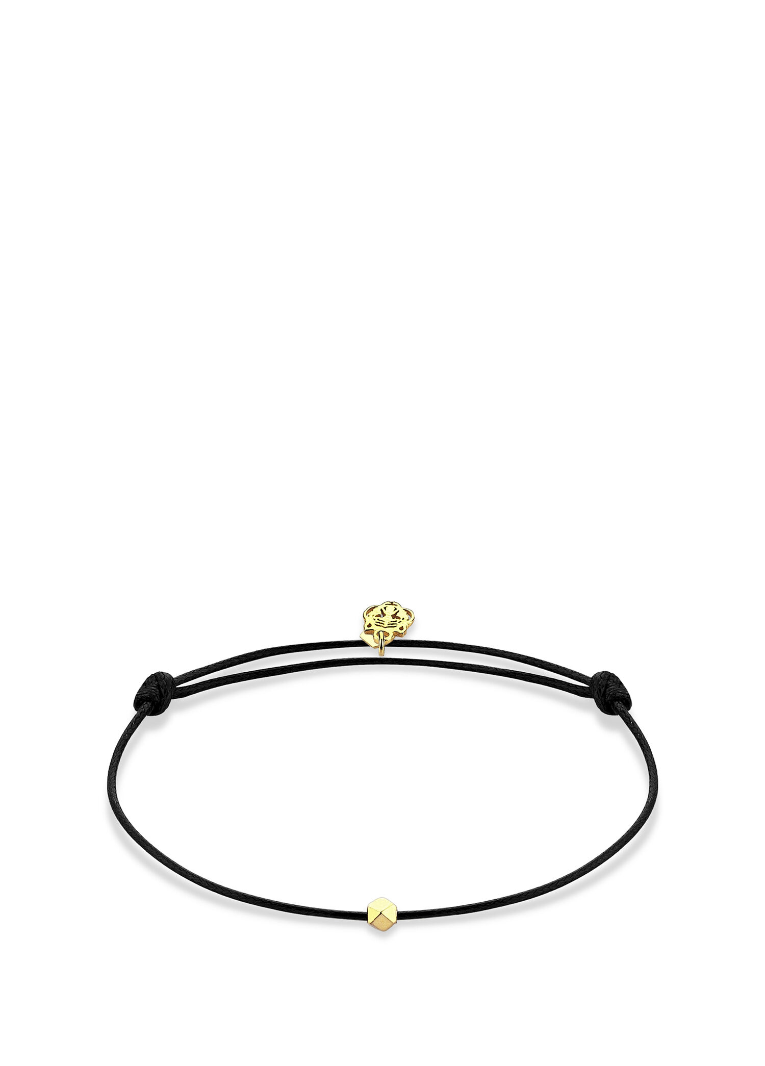 Kaplan Charm Siyah 14 Ayar Altın Unisex İp Bileklik