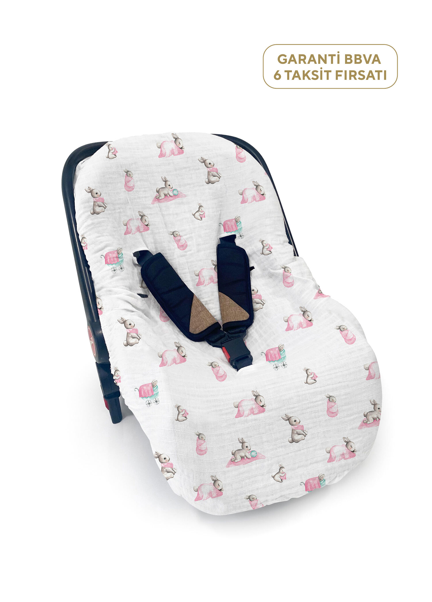 %100 Pamuk Bébé Lapin Rose Müslin Ana Kucağı Kılıfı