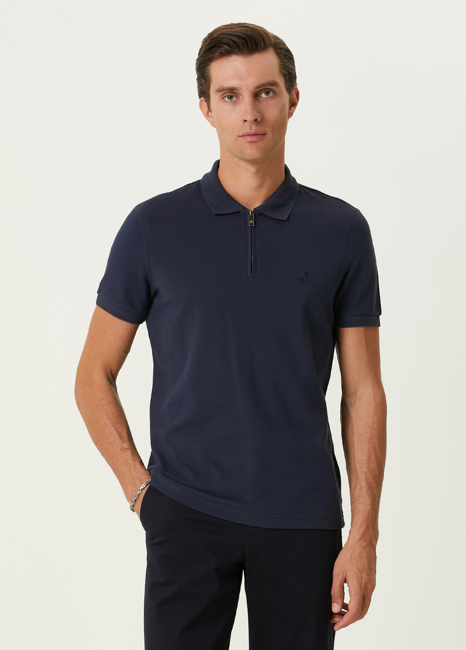 Comfort Fit Lacivert Polo T-shirt