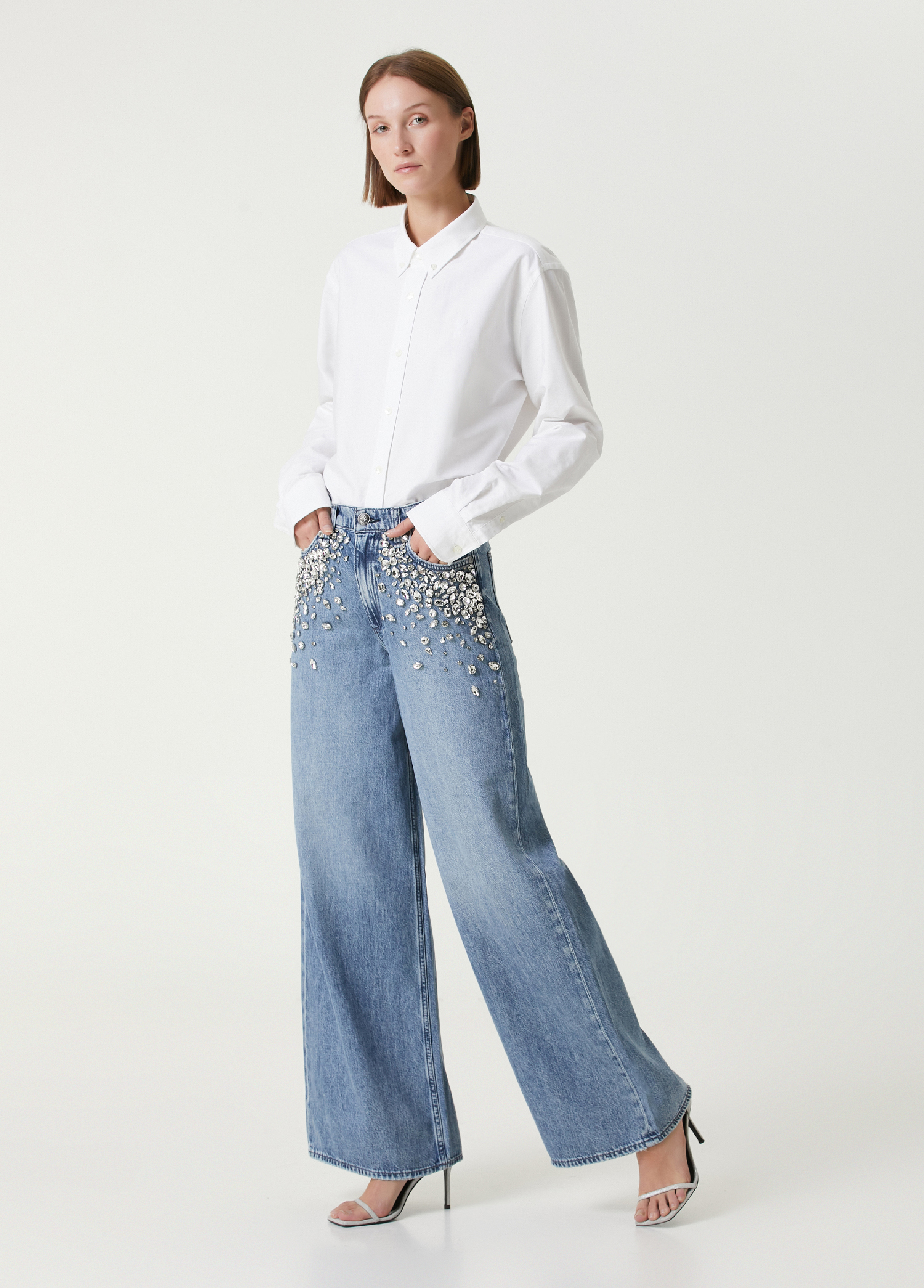 Featherweight Sofie Mavi Wide Leg Jean Pantolon