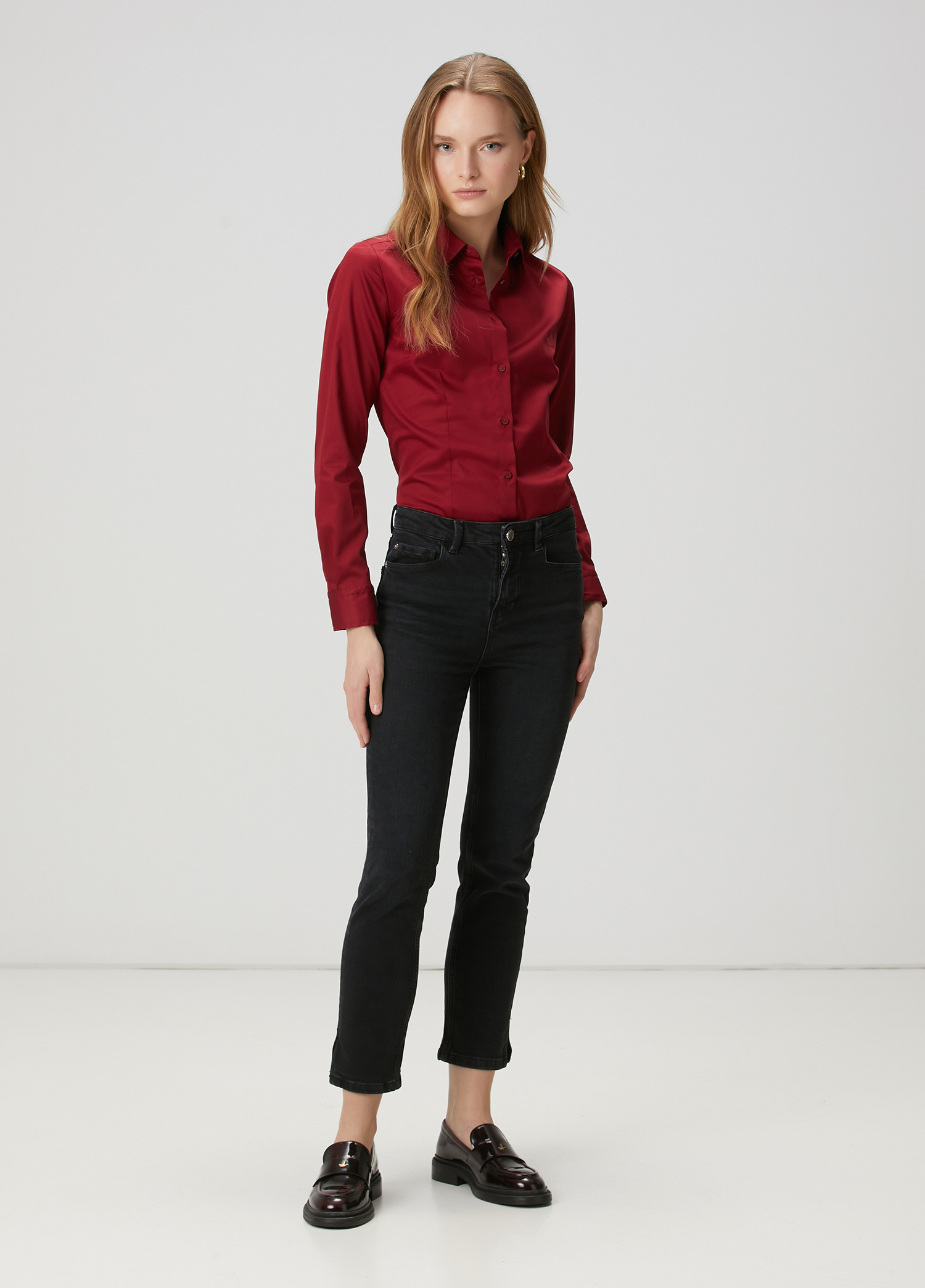 Bordo Slim Fit Gömlek_2