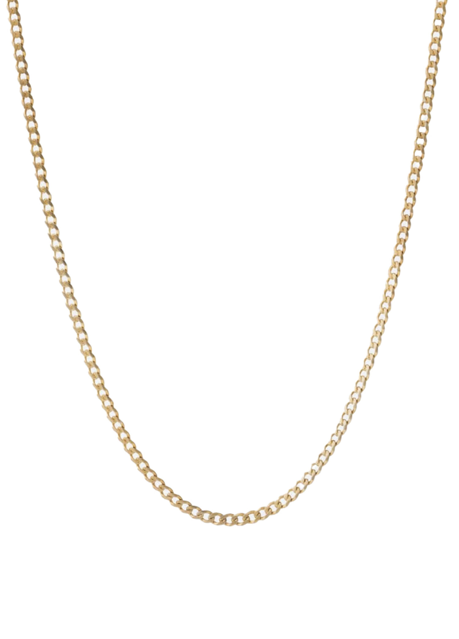 Curb Chain 14 Ayar Altın Kaplama 925 Ayar Gümüş Erkek Kolye