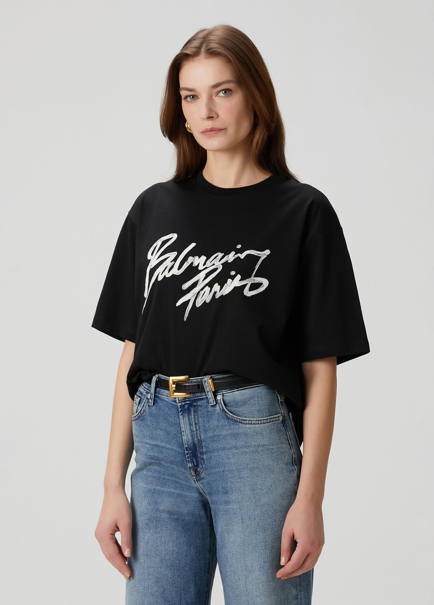 【IVOIRE de BALMAIN】レア♪♪スタッズロゴTシャツ♪ Balmain: ホワイト 'Balmain' プリントTシャツ | SSENSE 日本
