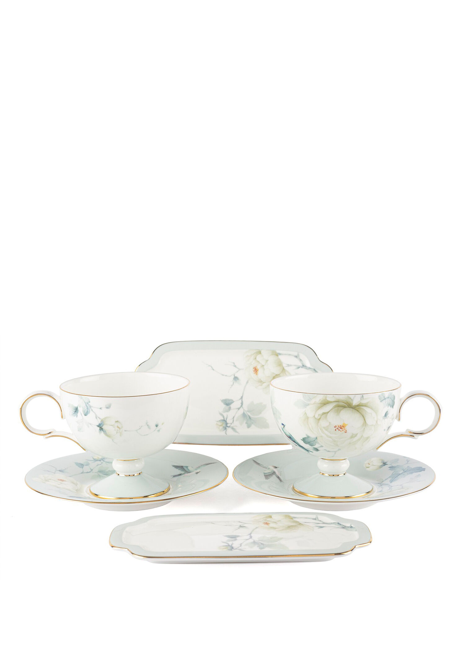 Vol De Fleurs Porselen 6 Parça 2 Kişilik Çay Fincanı Seti