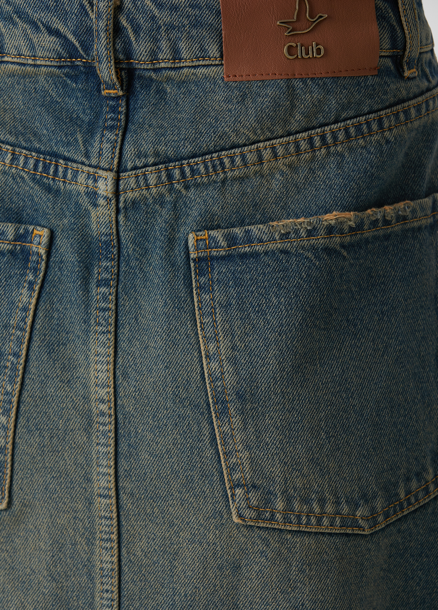 Mavi Midi Denim Kalem Etek_5