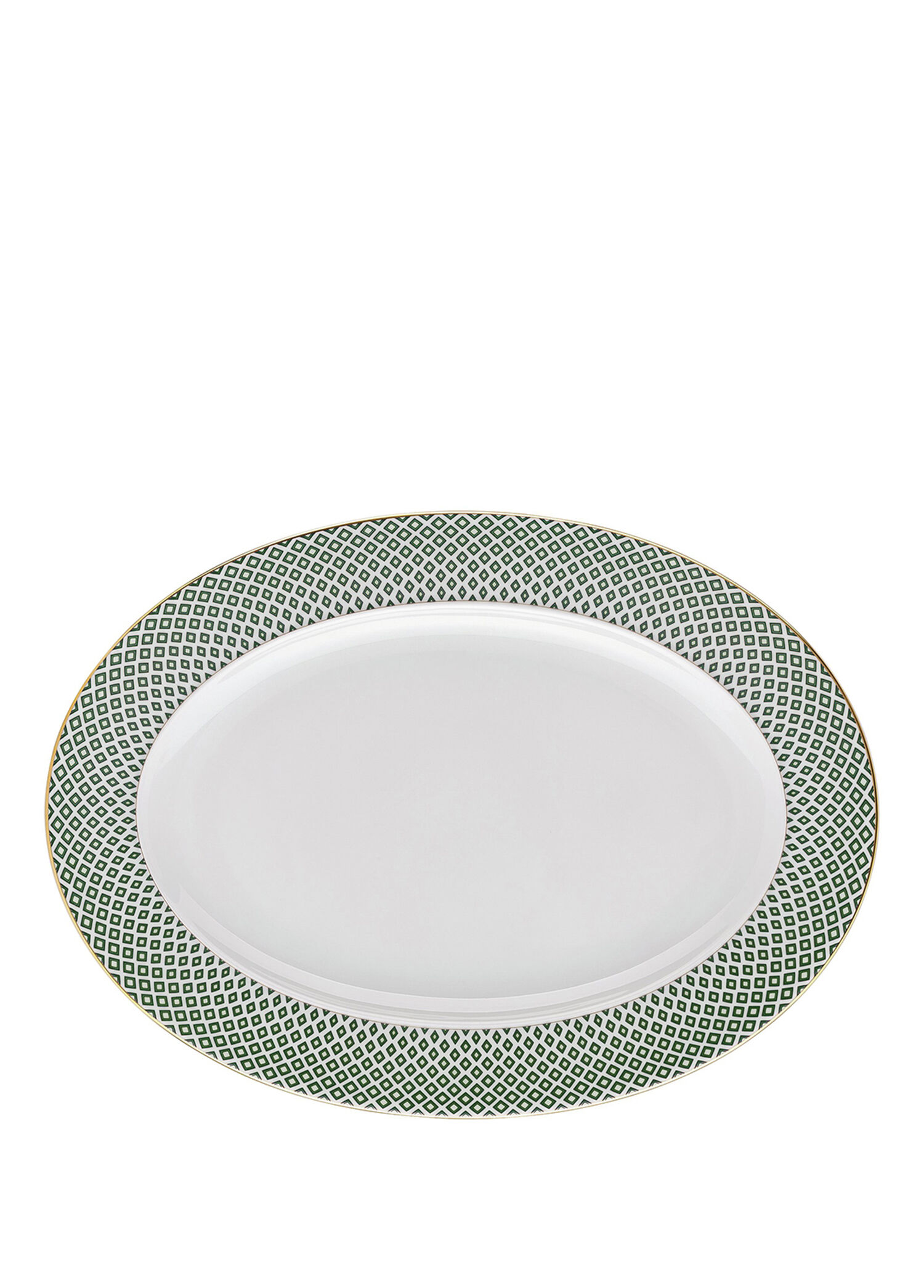 Francis Carreau Yeşil Porselen Oval Servis Tabağı 34 cm