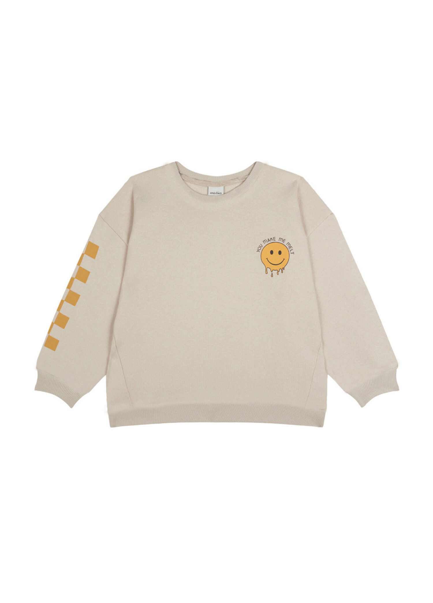 Smiley Krem Rengi Uzun Kollu Unisex Çocuk Sweatshirt