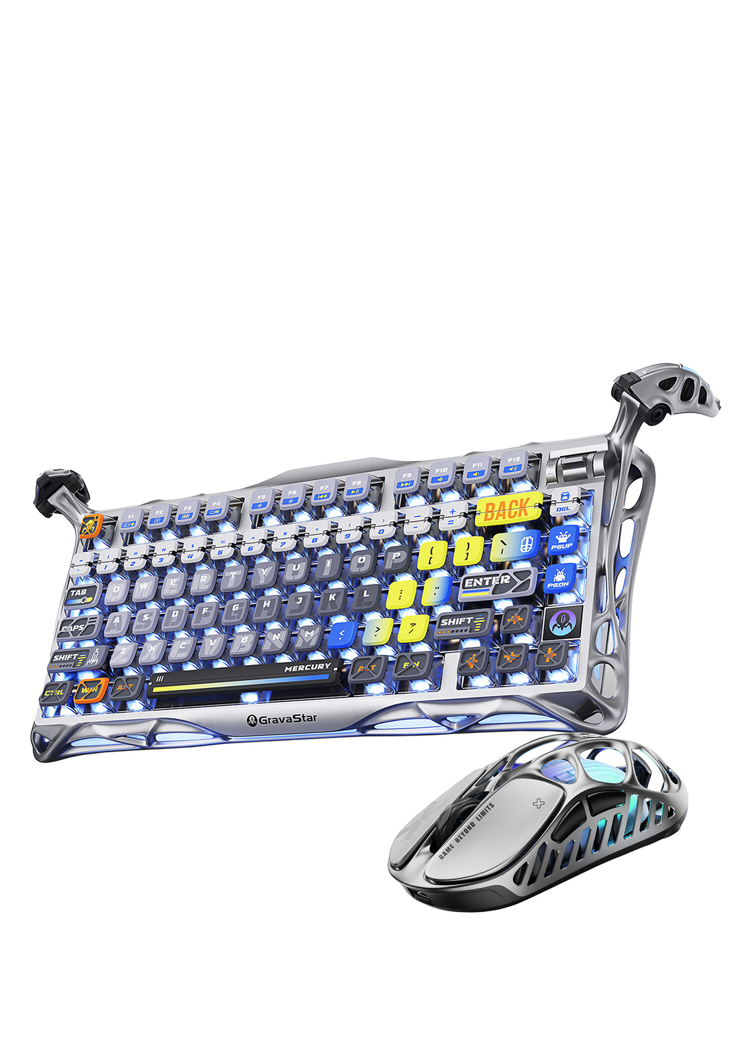 Mercury K1 Pro+X Kablosuz RGB Işıklı Mekanik Q Uzay Gri Gaming Klavye ve Optik Mouse Seti