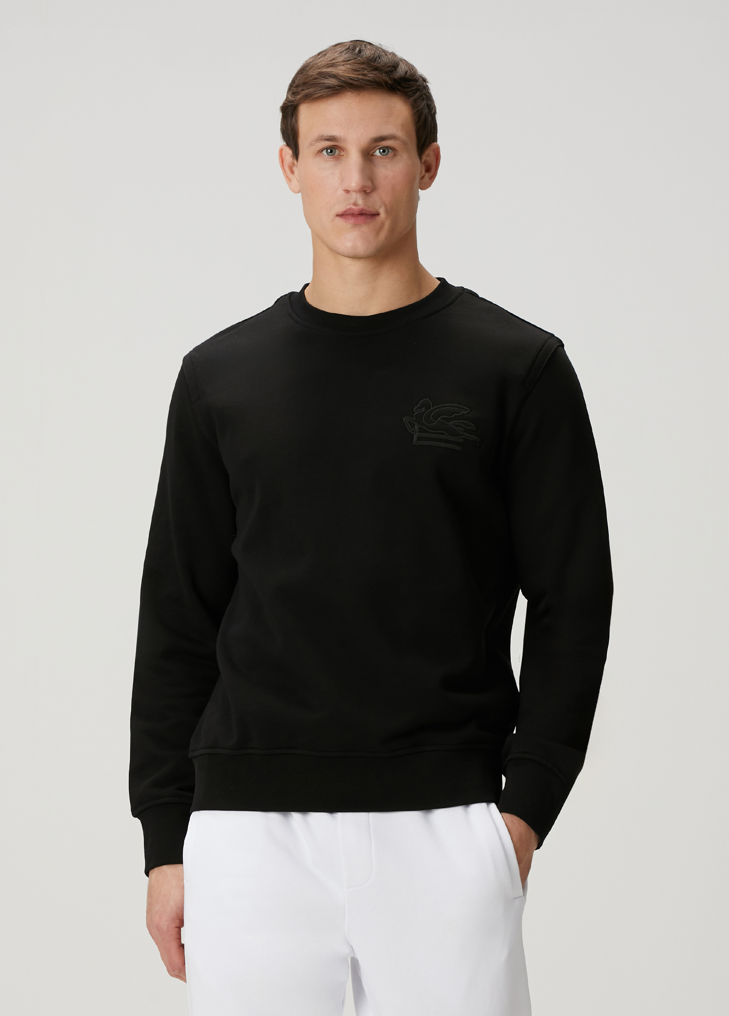 Siyah Logo Nakışlı Sweatshirt