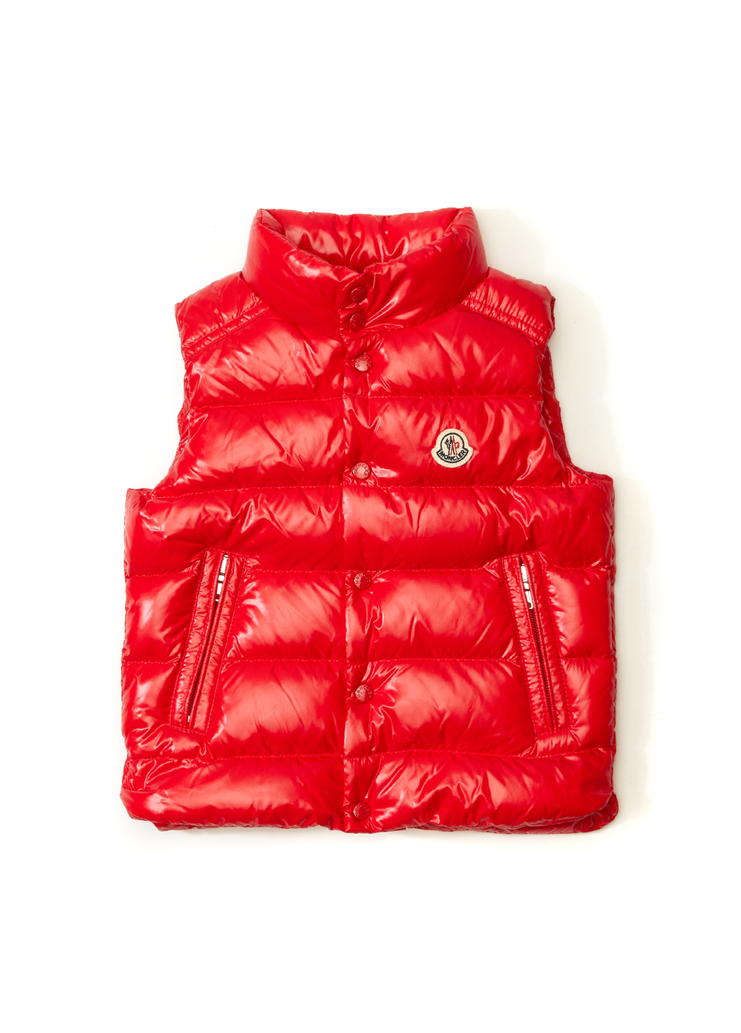 Moncler - Kırmızı Kapitoneli Erkek Çocuk Puff Yelek - Kırmızı