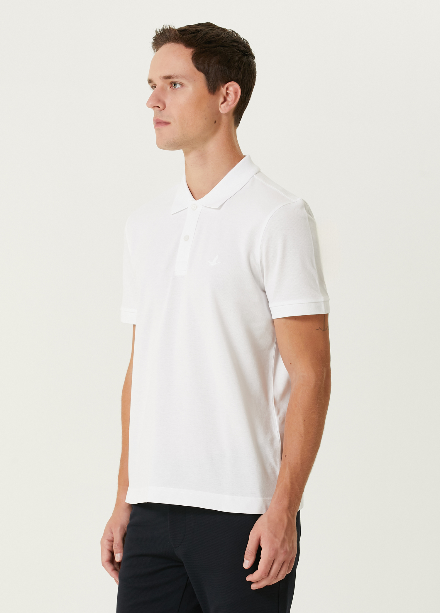 Kırık Beyaz Polo Yaka T-shirt_3