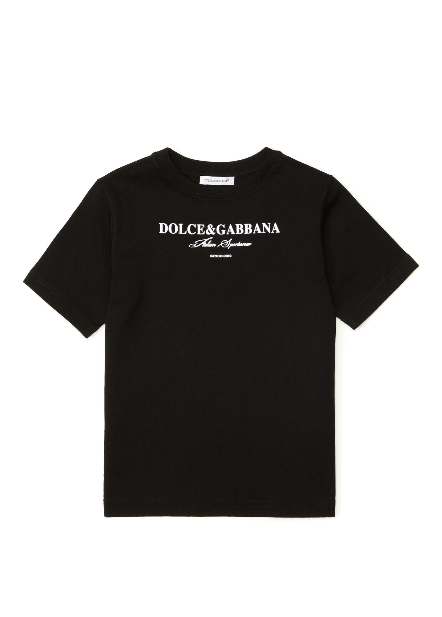 dolce&gabbana tシャツ Dolce&Gabbana - Siyah Logo Baskılı Erkek Çocuk T-shirt - Siyah