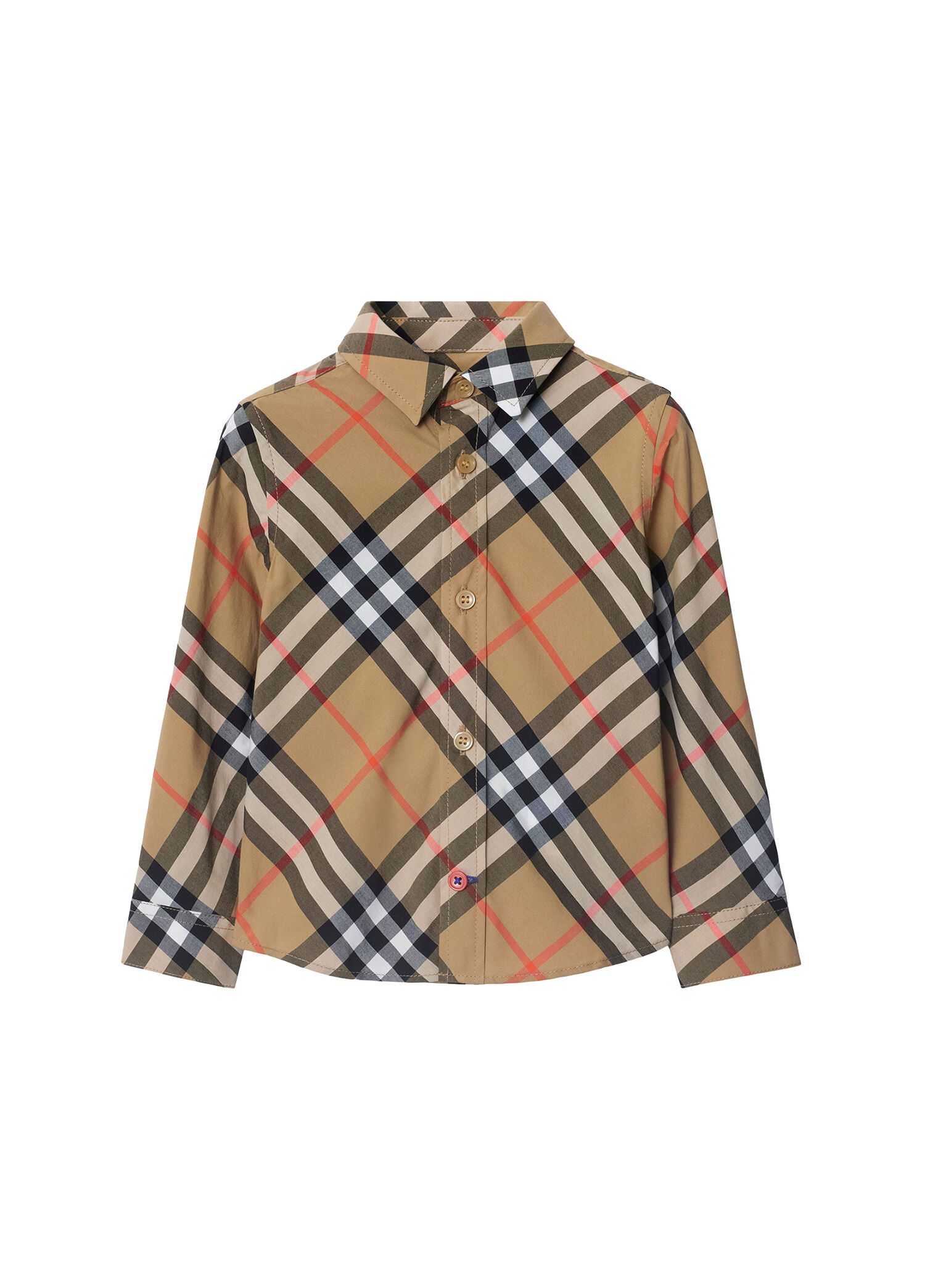 Check Bej Pamuklu Unisex Çocuk Gömlek