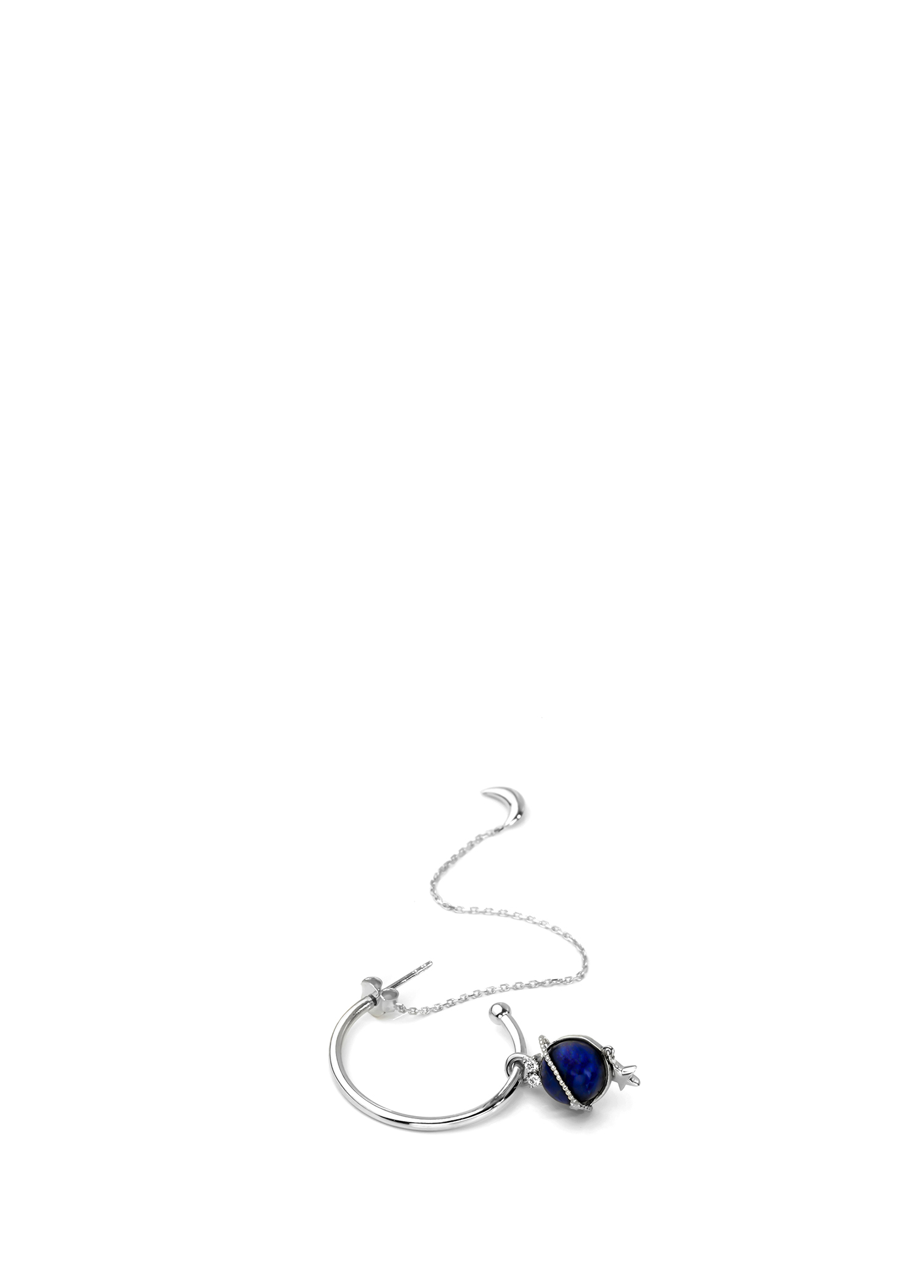 Diamond and Lapis Lazuli 14 Ayar White Gold Kadın Küpe