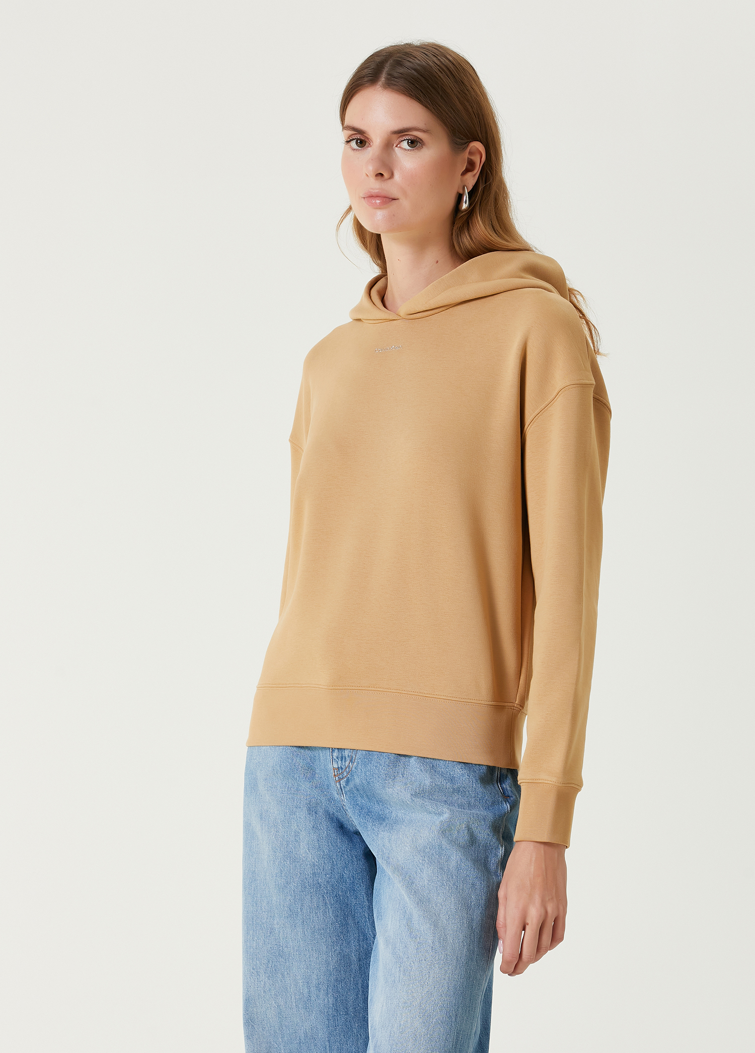 Relaxed Fit Kahverengi Organik Pamuk Sweatshirt