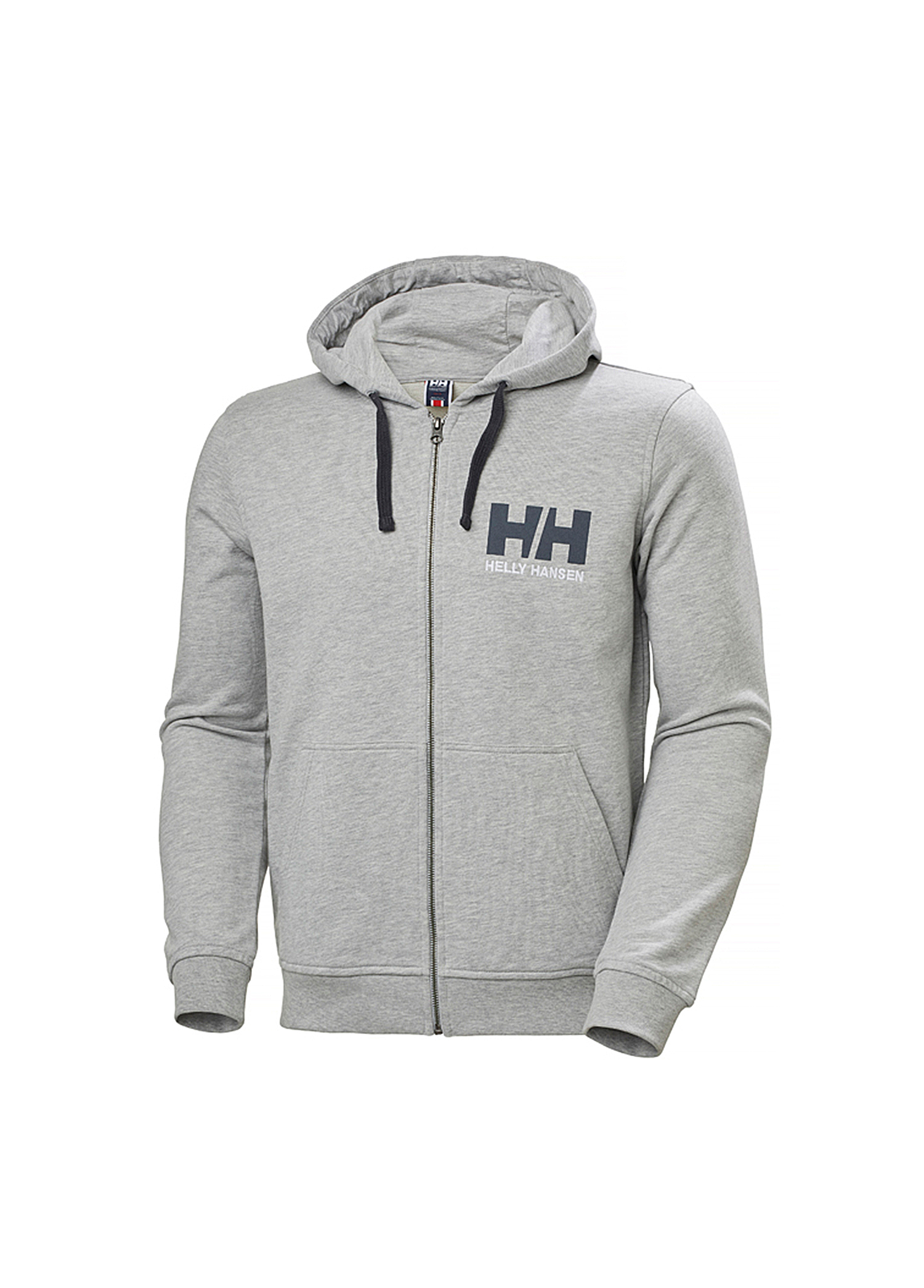 Logo Full Zıp Hoodie Kapüşonlu Grey Melange Erkek Sweatshirt