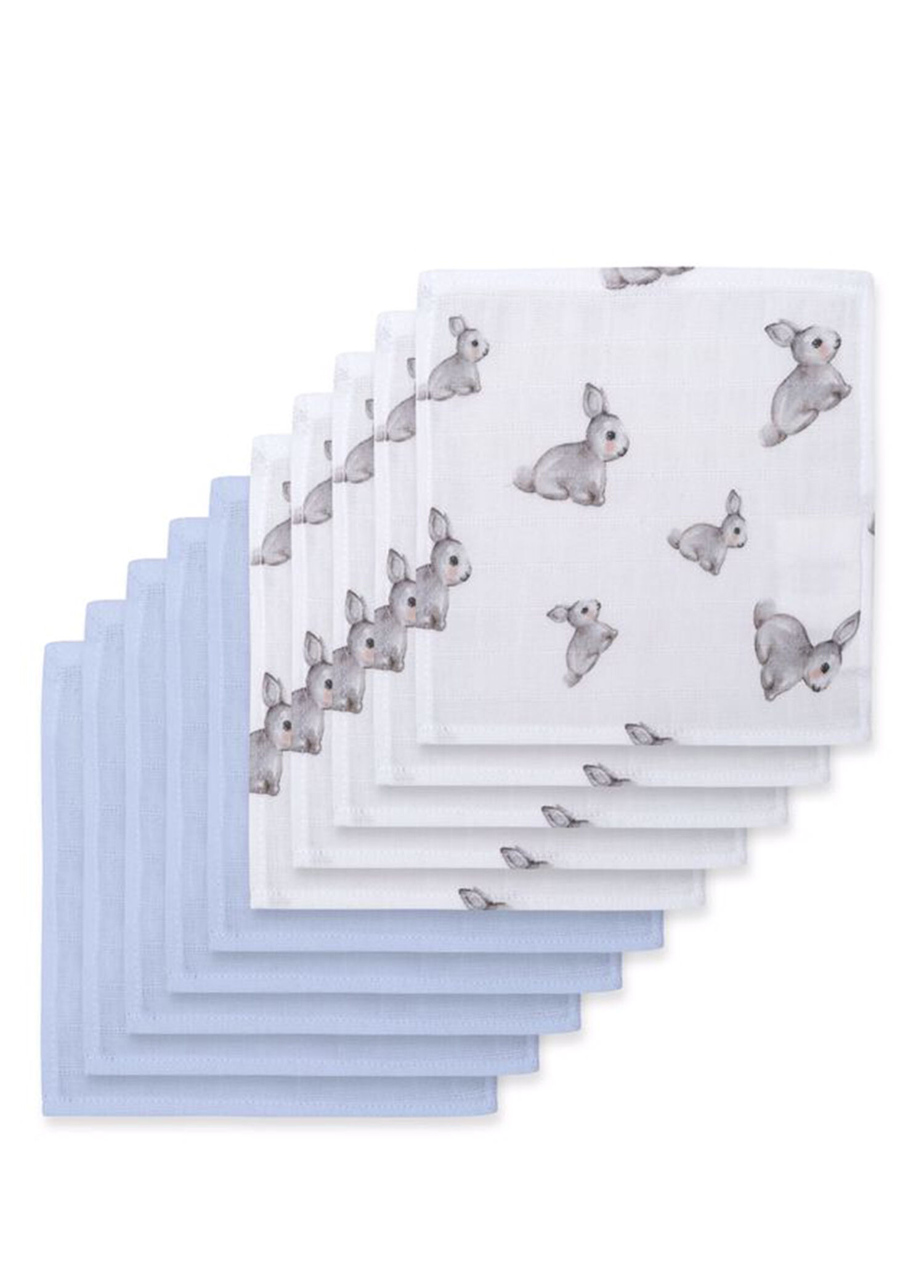 %100 Iconique Lapin & Endless Blue 10`lu Müslin Bebek Ağız Bezi