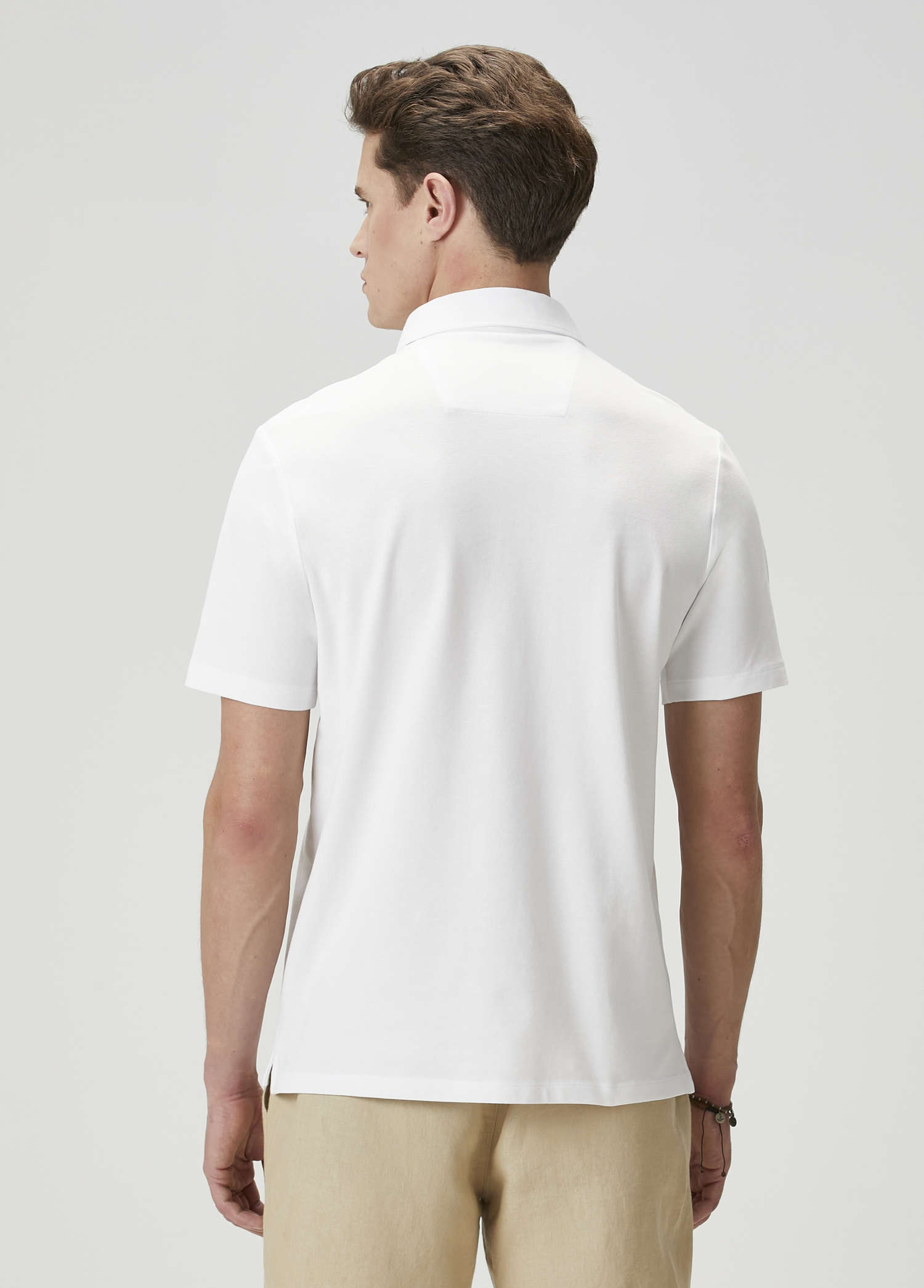 Comfort Fit Beyaz Polo Yaka T-shirt_4