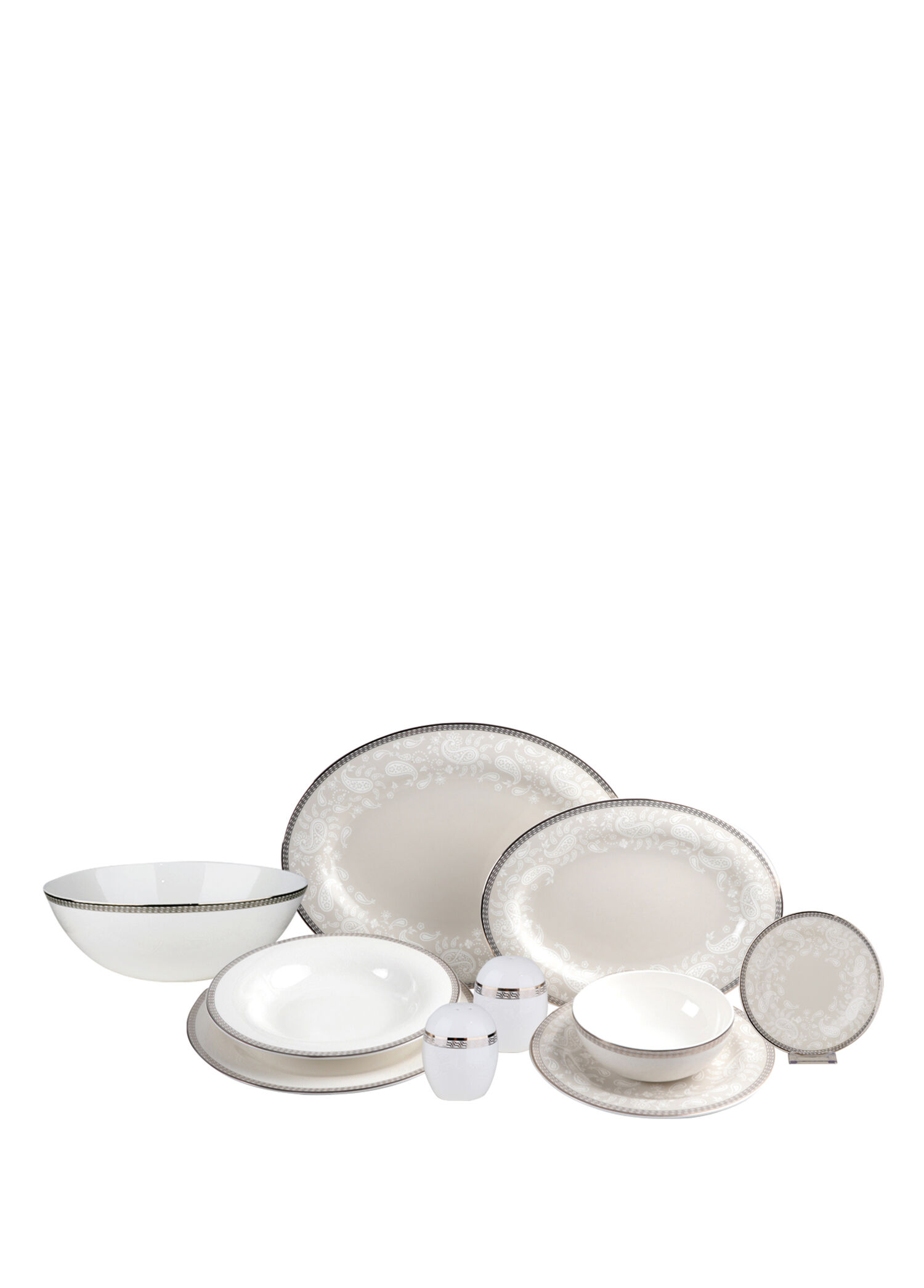 P Royal Canterbury Milada Platinum 55 Parca Bone China Yemek Takimi