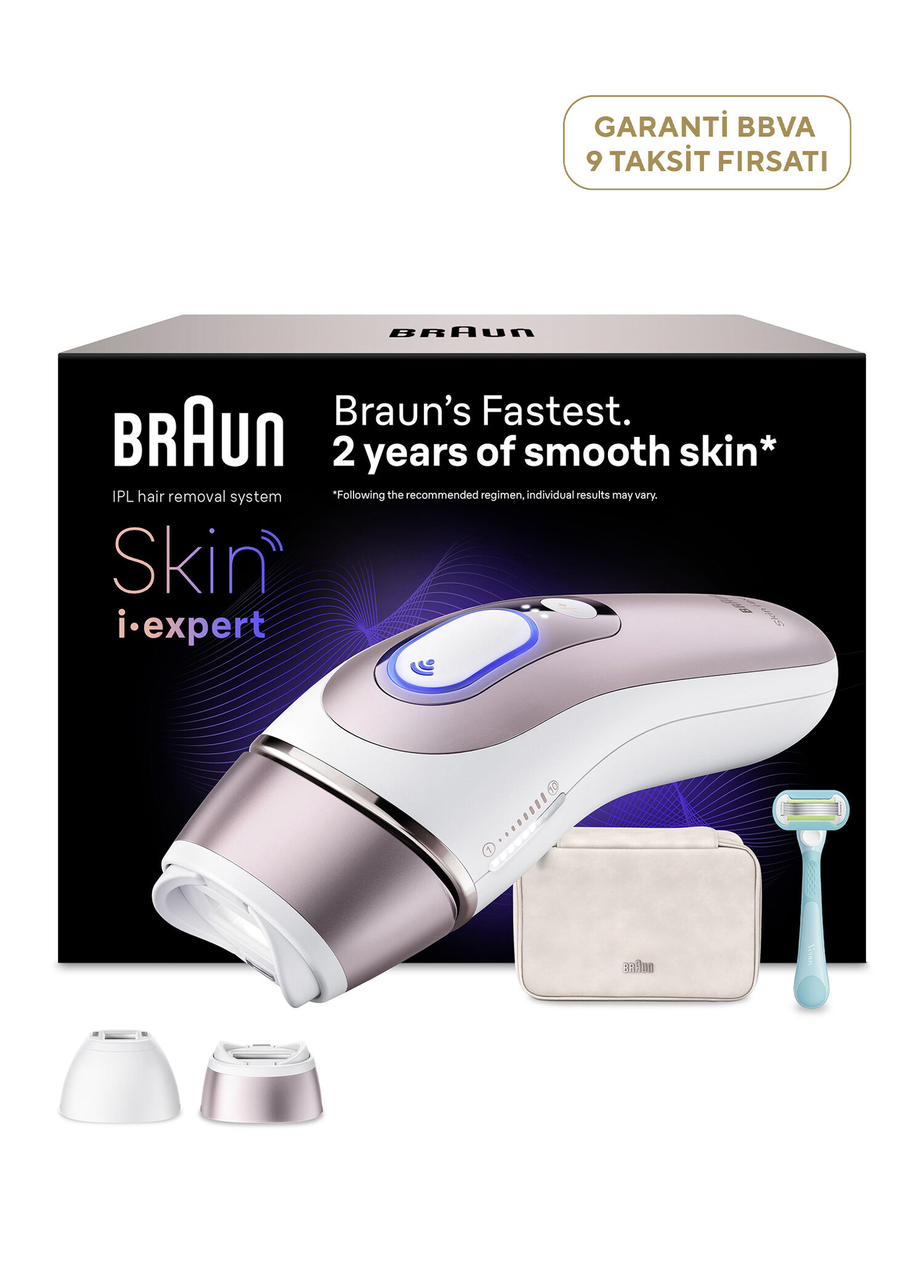 Skin i·expert IPL Lazer Epilasyon Aleti + Çanta + Gillette Venus ve 2 Başlık PL7211