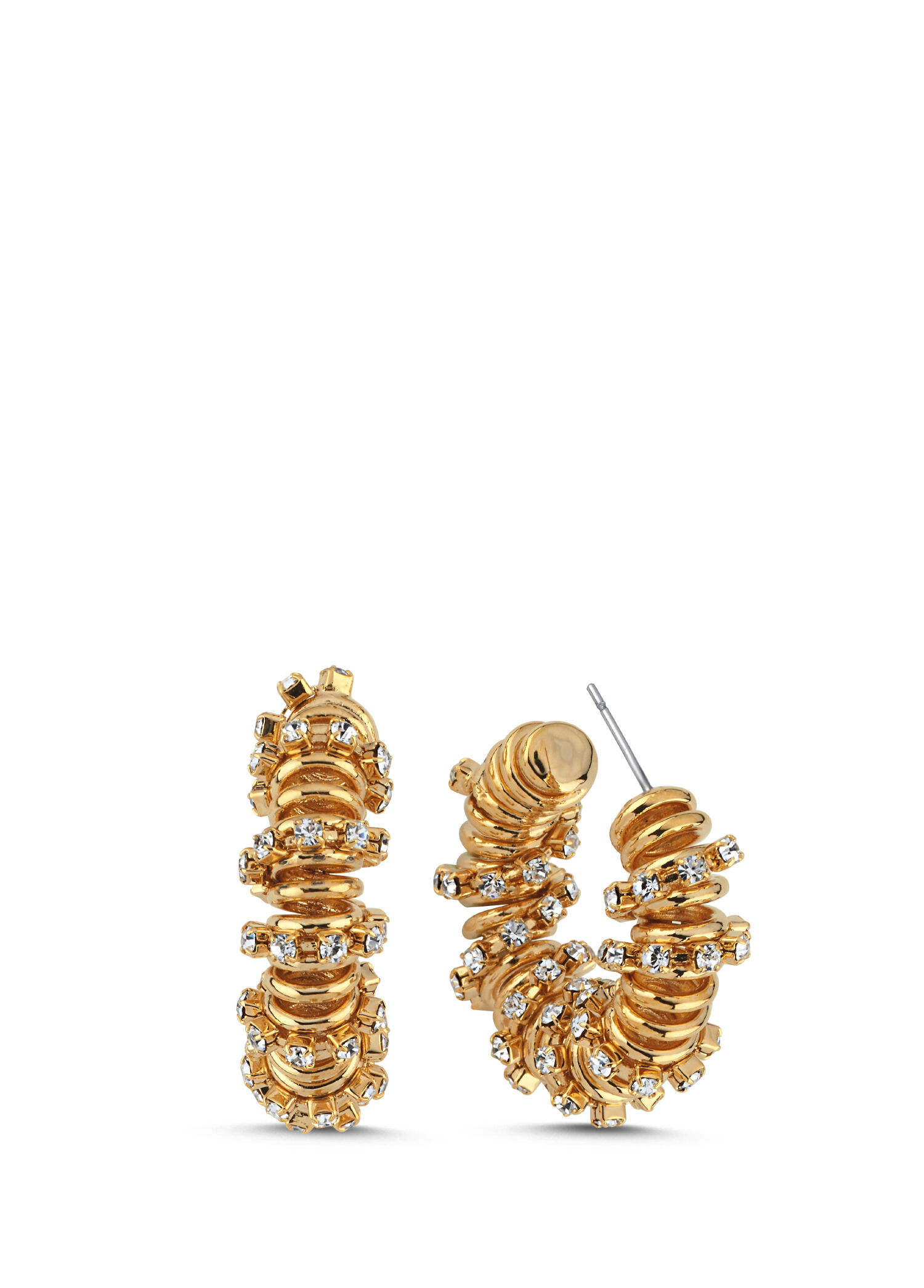 Heli Round Crystal Women's Gold Plated Earrings