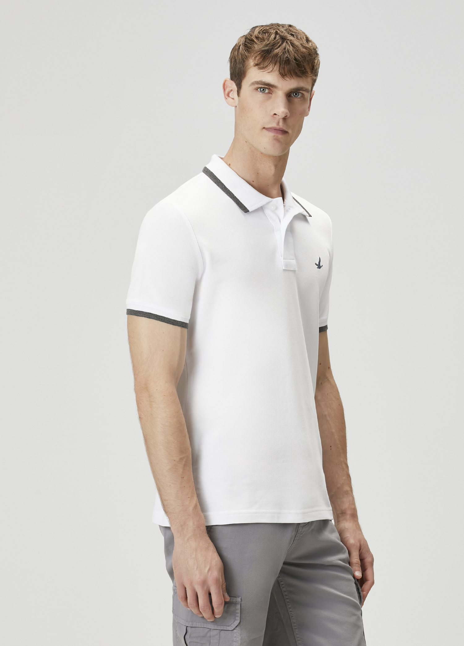Antrasit Beyaz Polo Yaka T-shirt_2