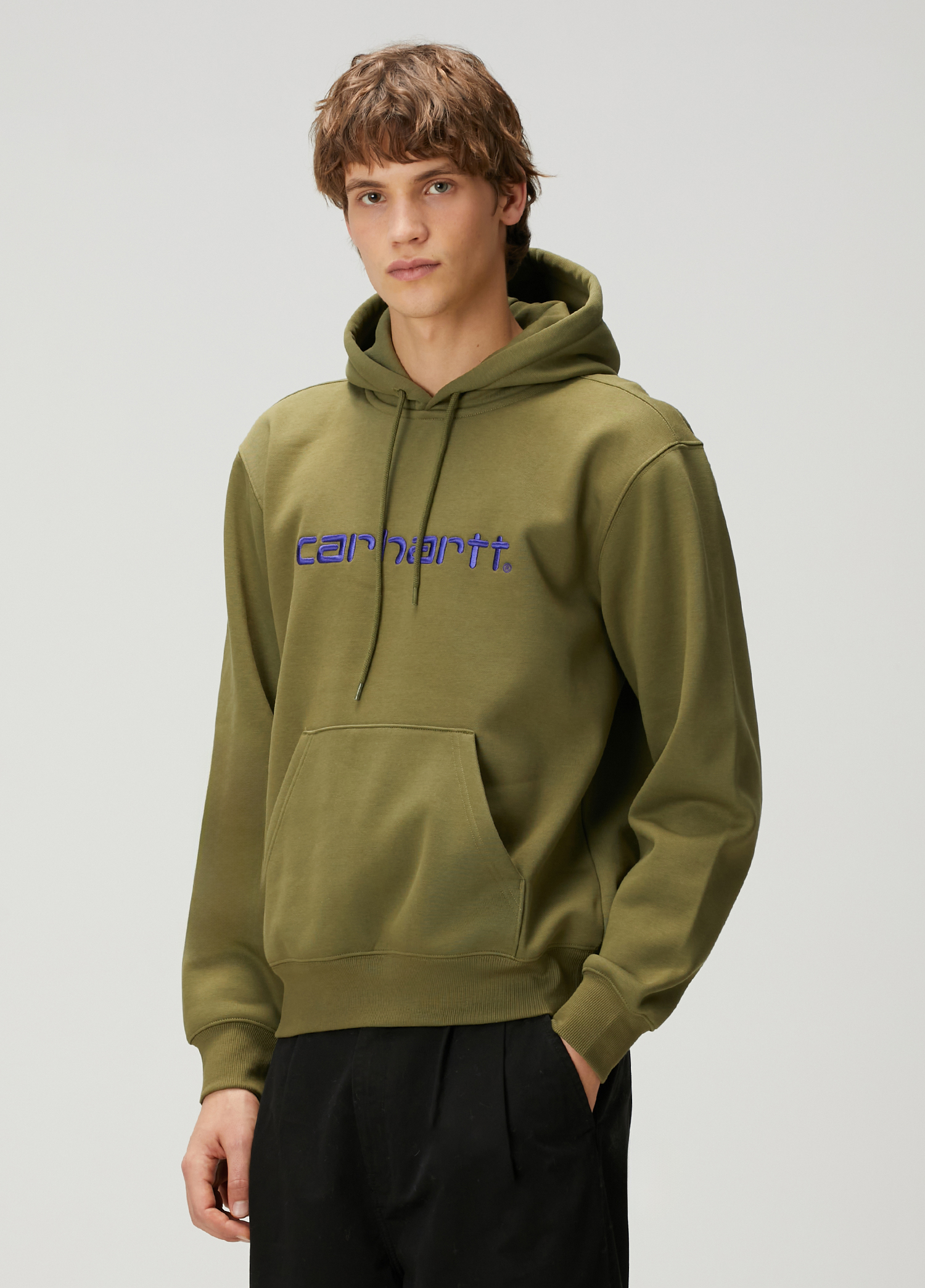 Haki Kapüşonlu Logo Nakışlı Sweatshirt