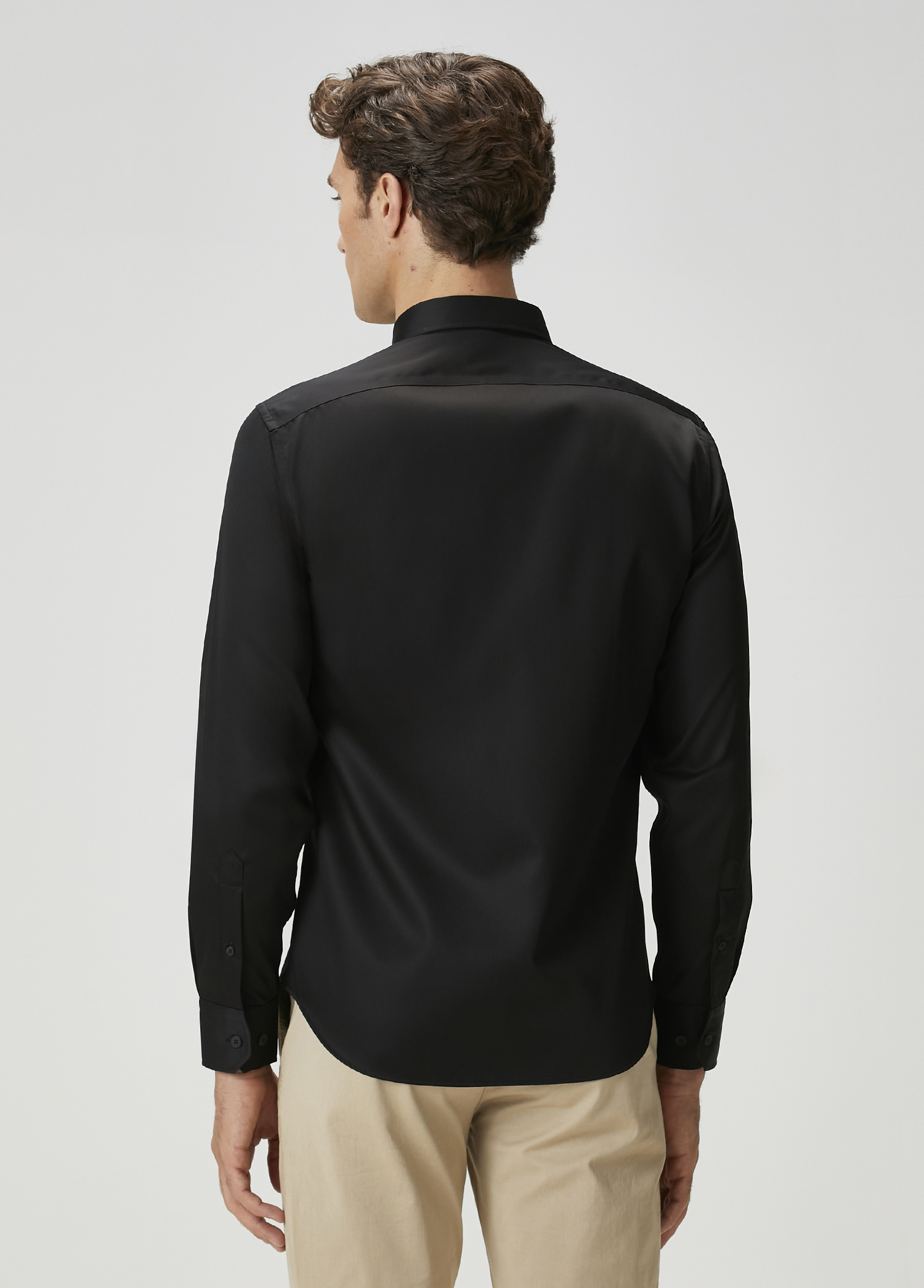Slim Fit Siyah Non-iron Gömlek_3