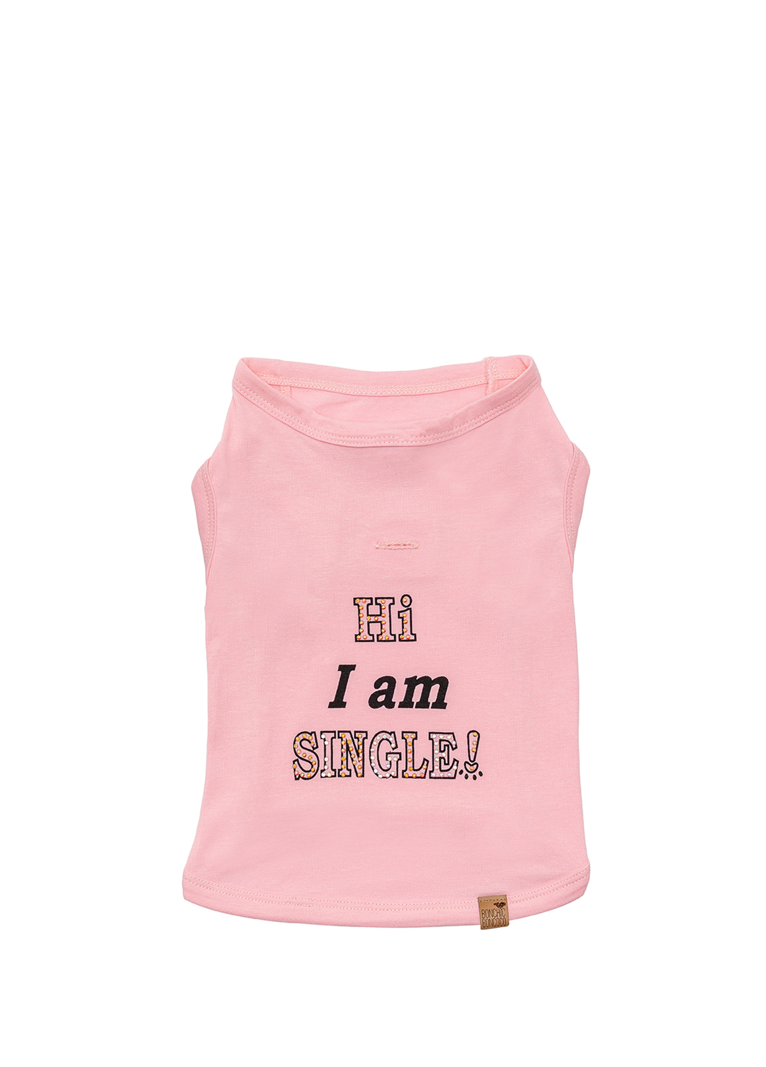 Sıngle Baskılı Pembe Köpek T-Shirt