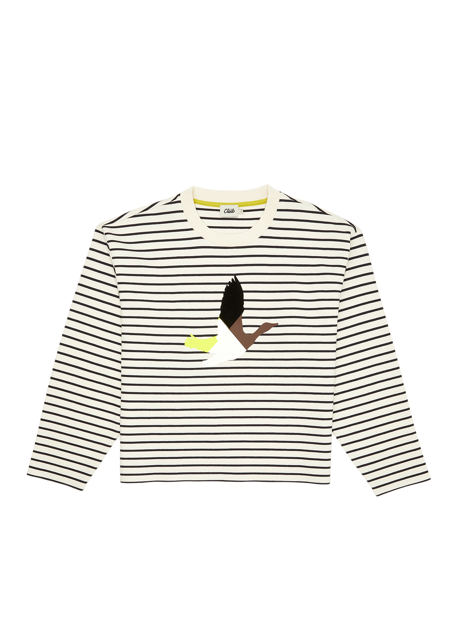 Ekru Bisiklet Yaka Çizgili Sweatshirt_5