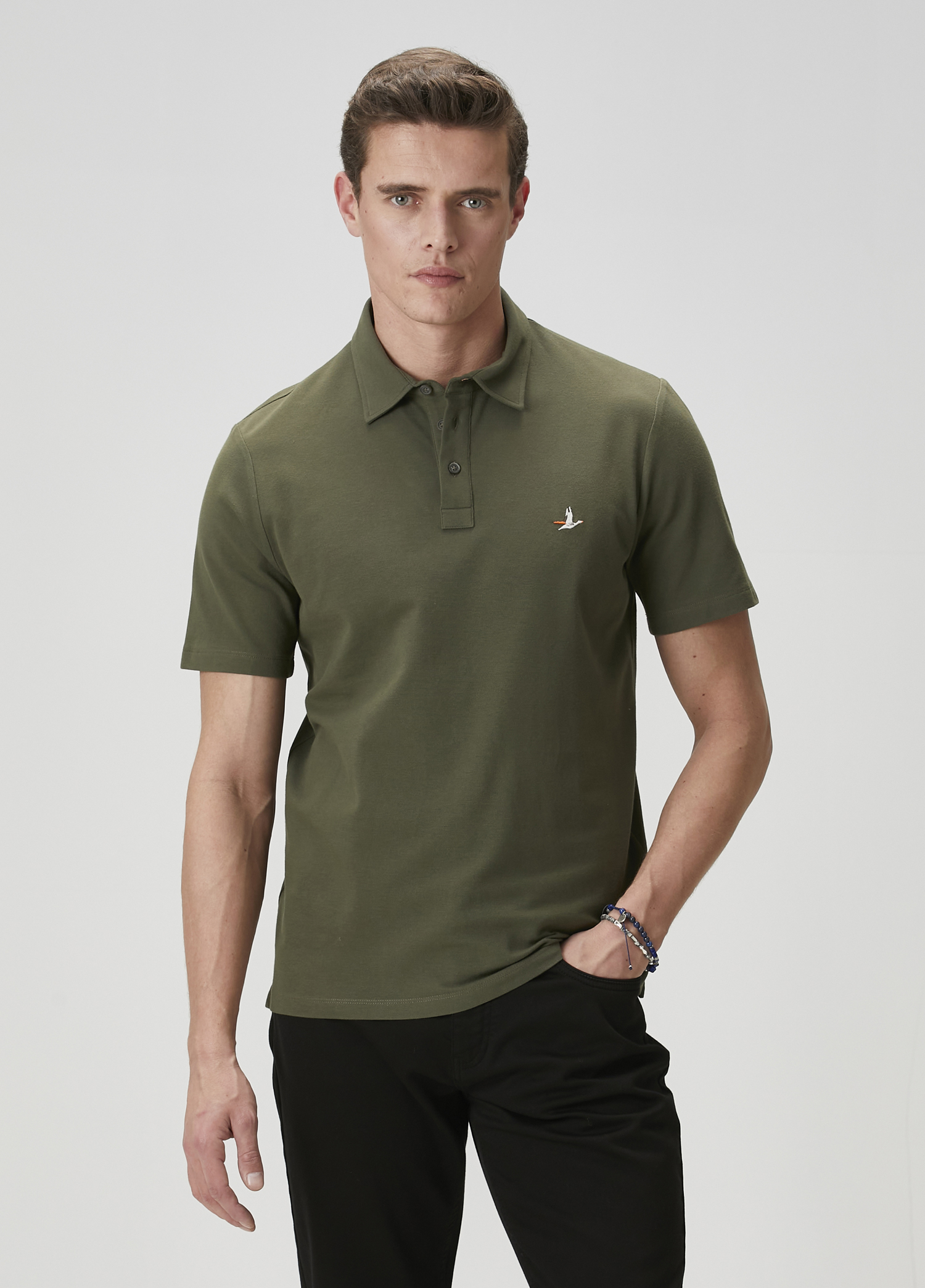 Comfort Fit Haki Polo Yaka T-shirt