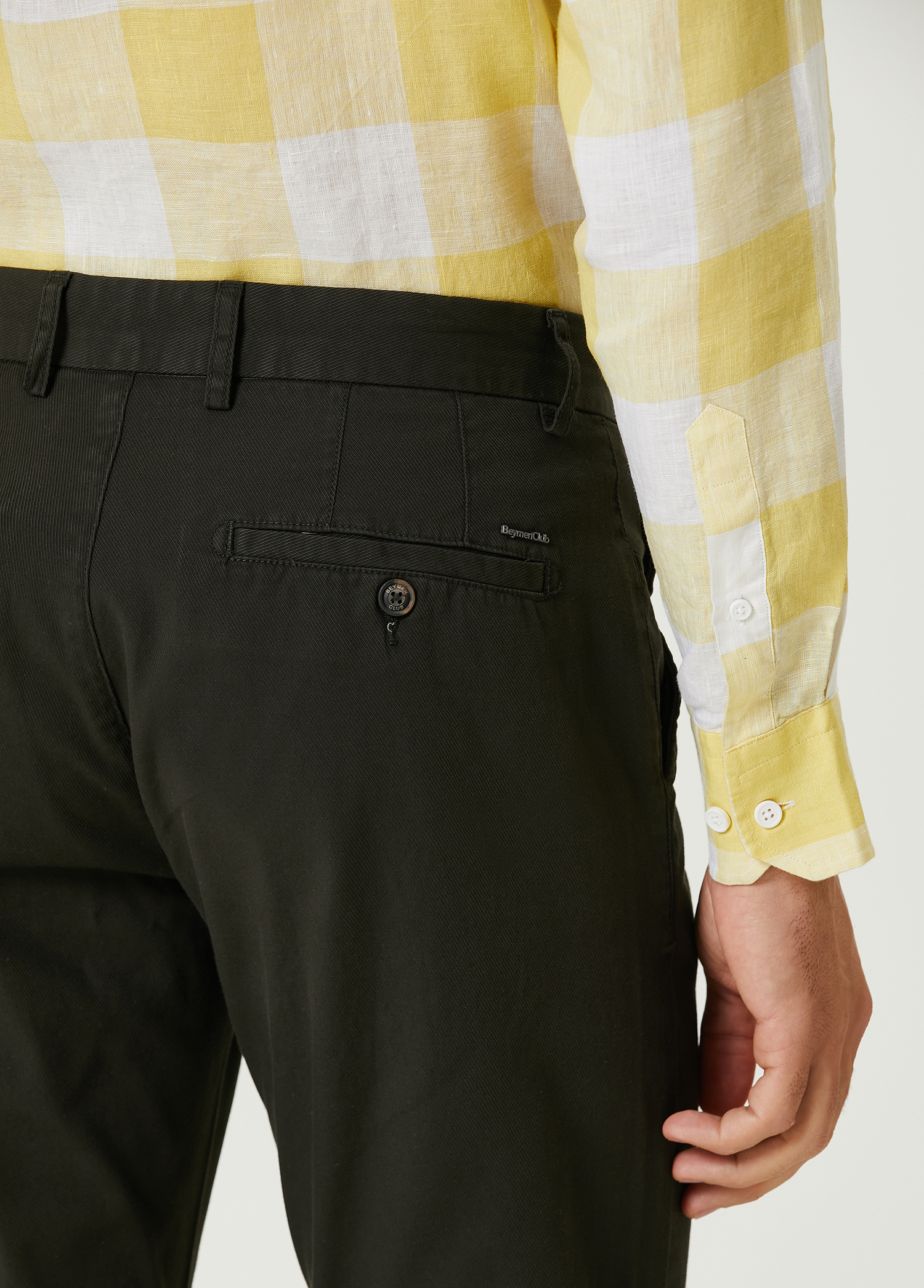 Slim Fit Koyu Haki Twill Spor Pantolon_4